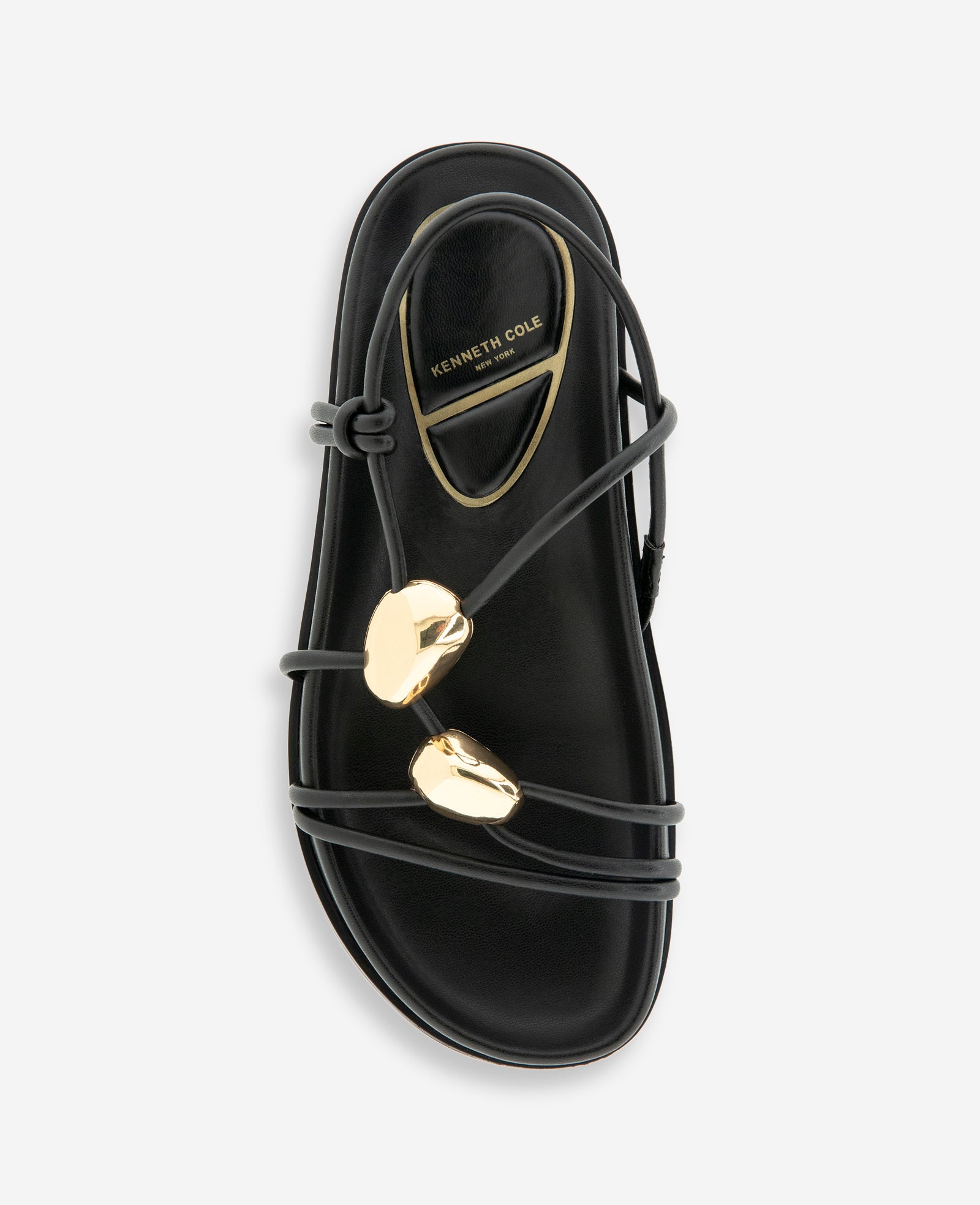 Kenneth Cole Reaction Shoes Vera Strappy Leather Embellished Sandal sandali neri con cinturini decorati