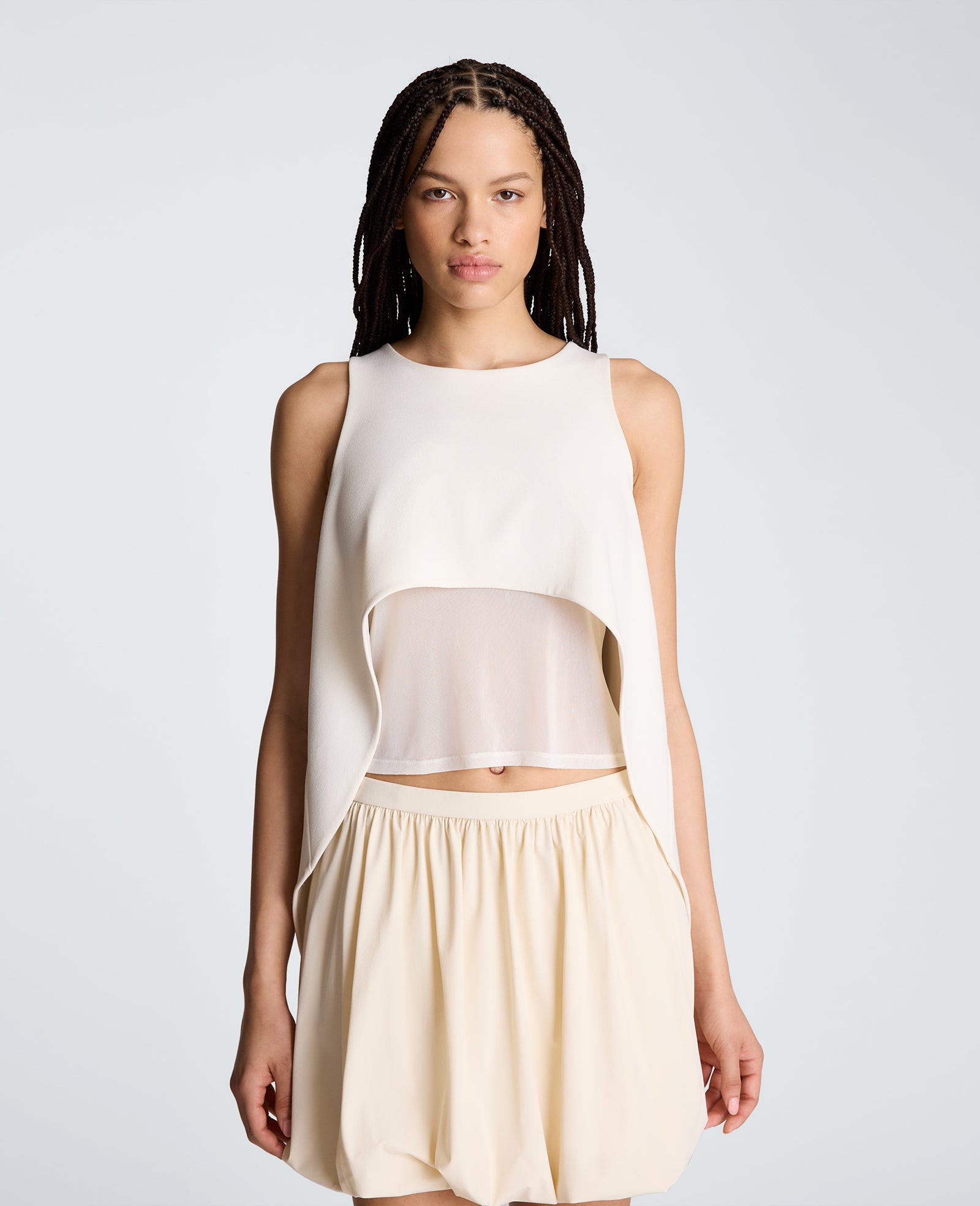 Kenneth Cole Reaction Clothing High Low Layer Tank canotta Oyster
