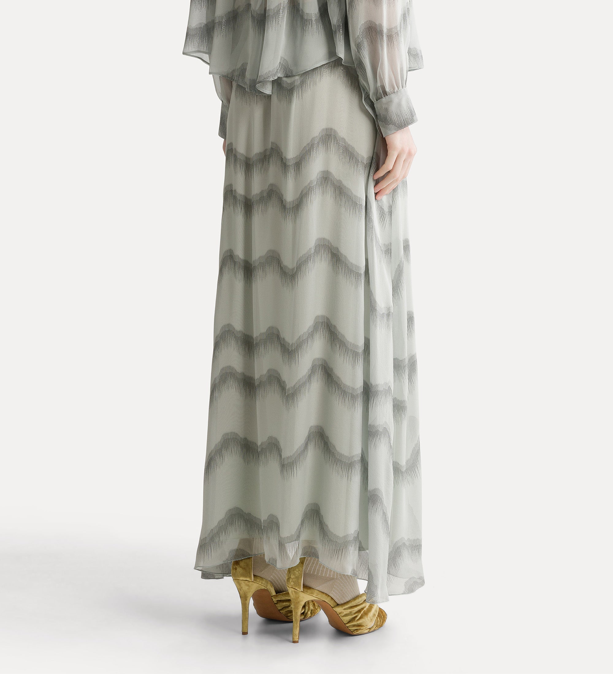 Forte Nuages d'Argent gonna lunga in chiffon di seta quarzo