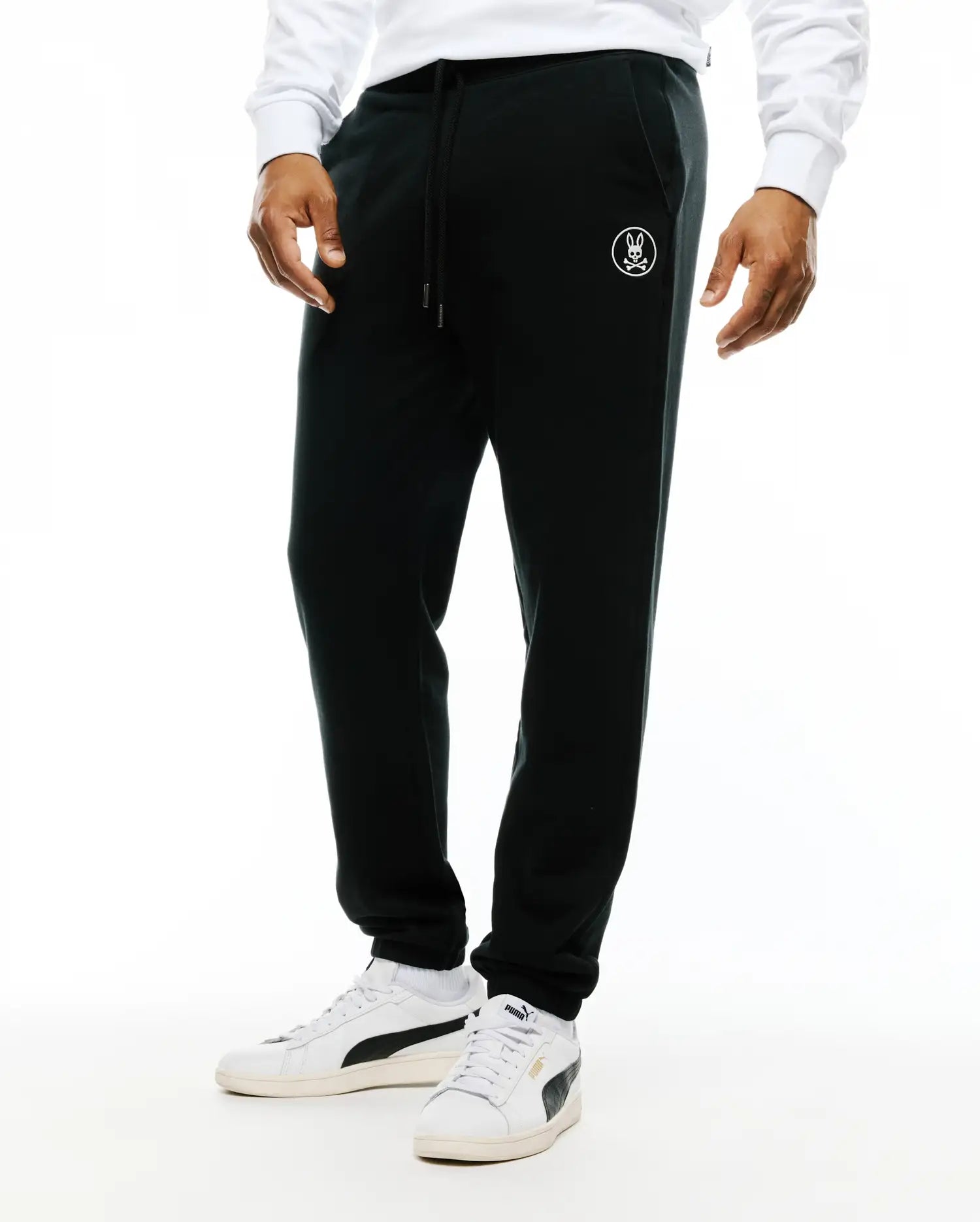 Psycho Bunny Men's Pants Nathaniel Fleece Sweatpants pantaloni neri regular