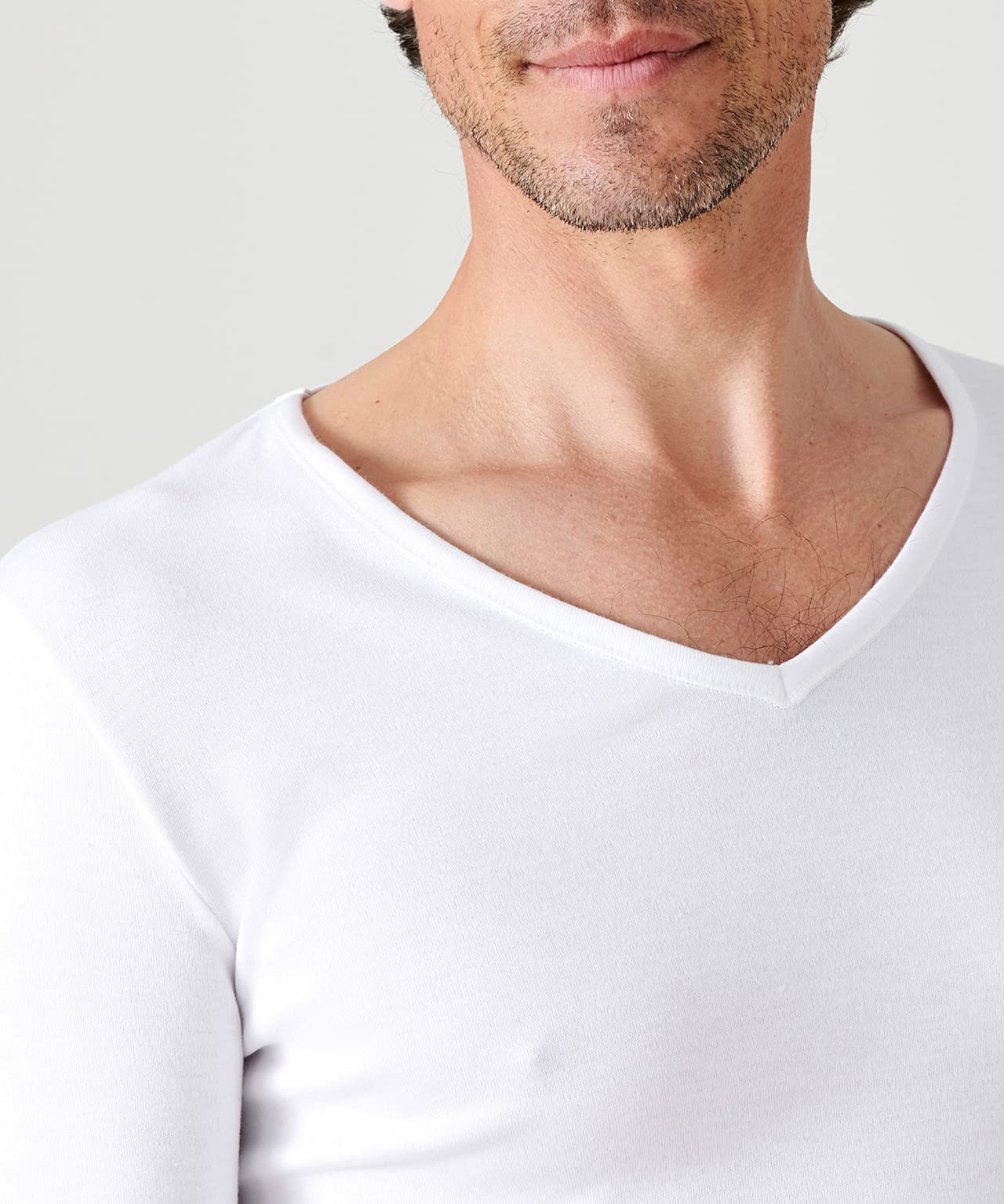 Damart Thermolactyl T-shirt uomo scollo a V maniche lunghe bianca S calore medio