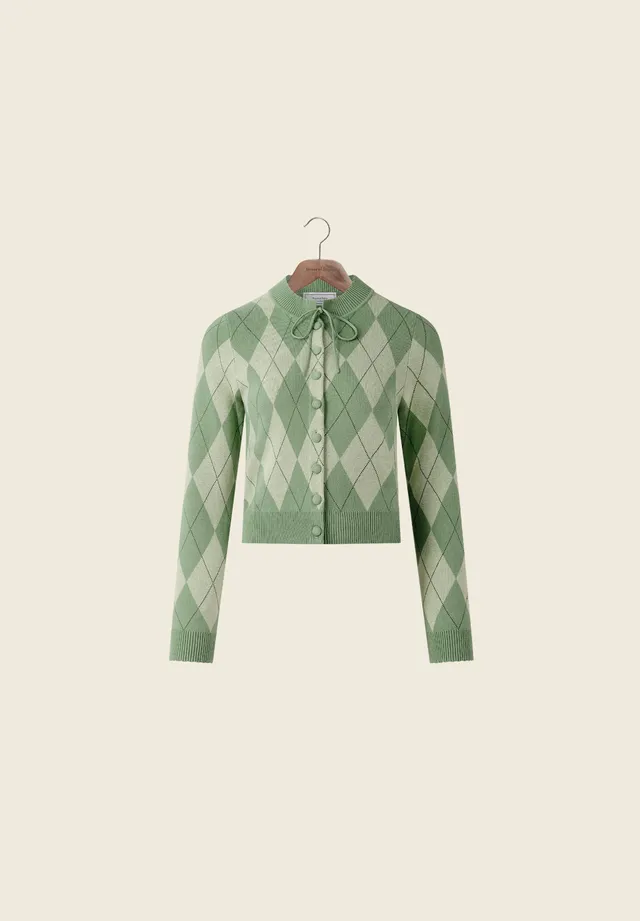 House Of Sunny Women's Knitwear Argyle Lounge Cardigan cardigan corto