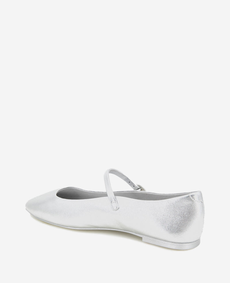 Kenneth Cole Reaction Shoes Jasper Metallic Leather Ballet Flat ballerine argento pelle