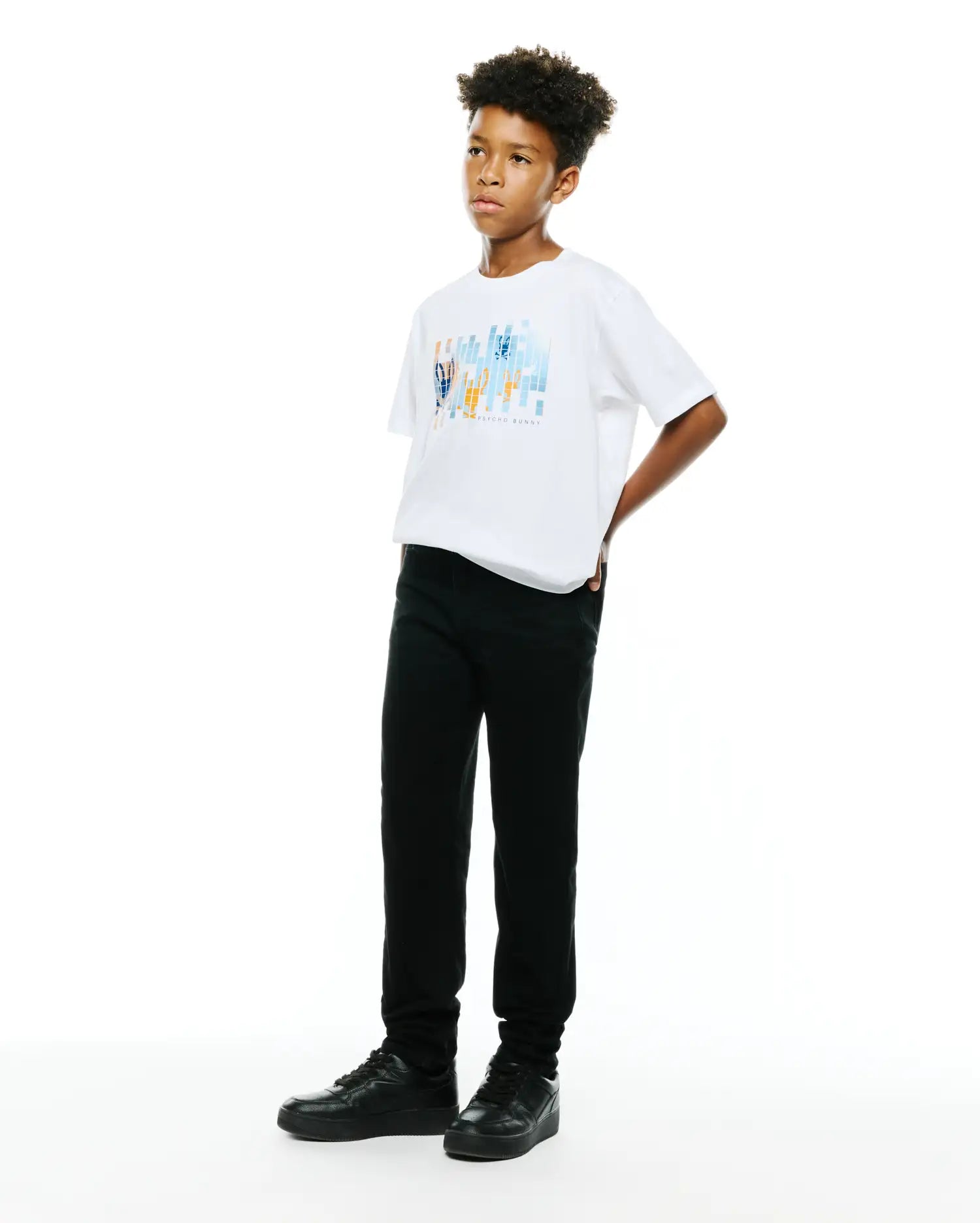 Psycho Bunny Kids Tees Zander Graphic Tee maglietta bianca bambini cotone Pima