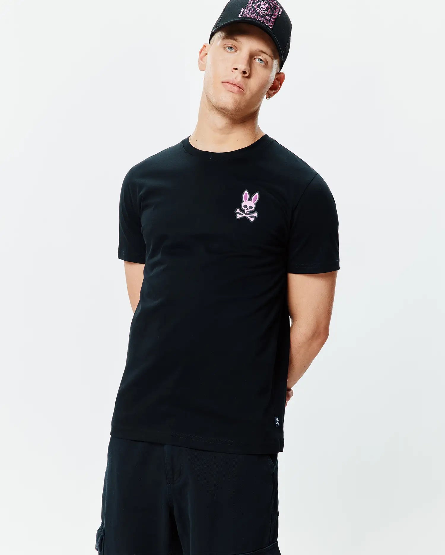 Psycho Bunny Men's Tees Frank Back Graphic Tee MT0200293 t-shirt 2/XXS nera