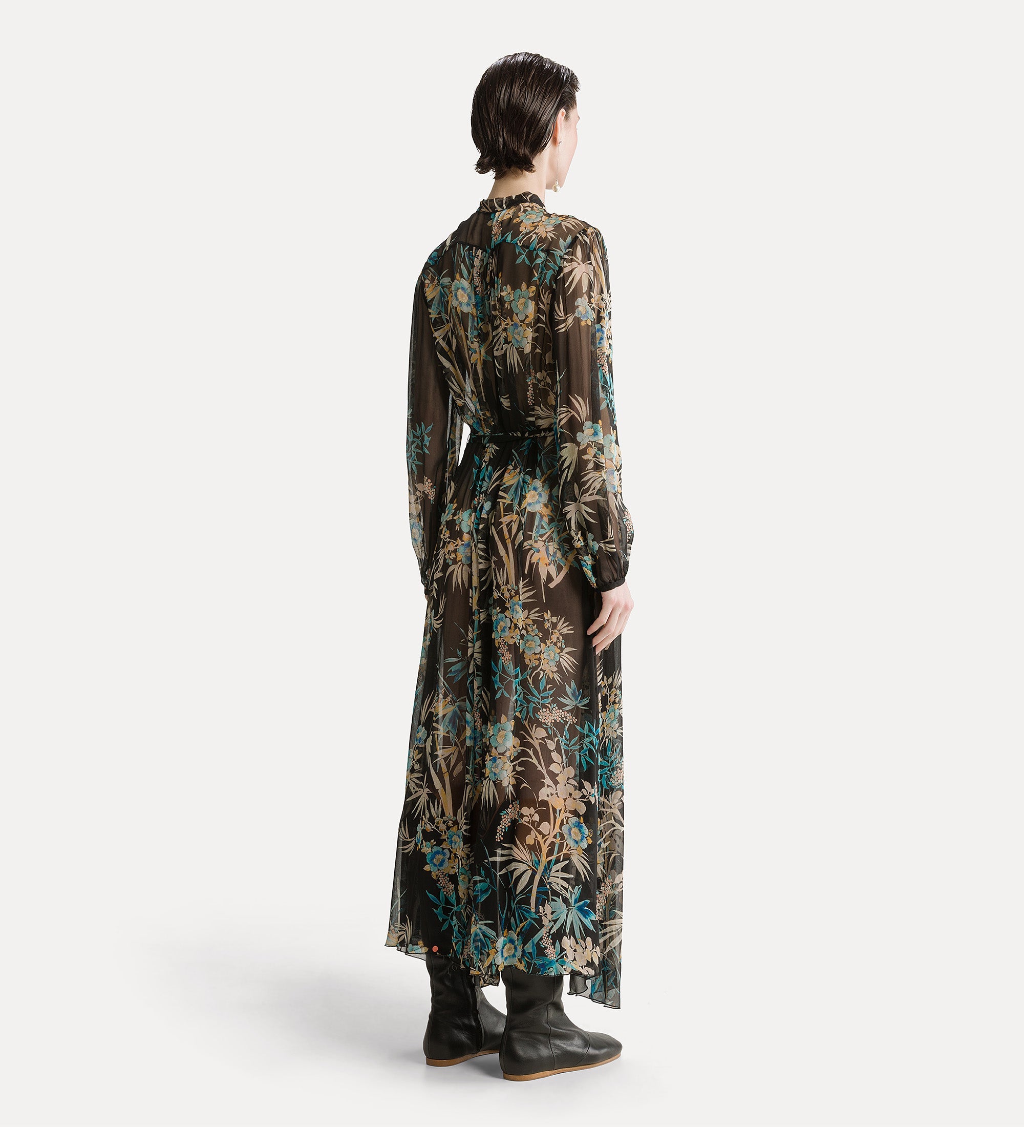 Forte abiti le bambou secret crepon midi dress abito midi ossidiana fantasia
