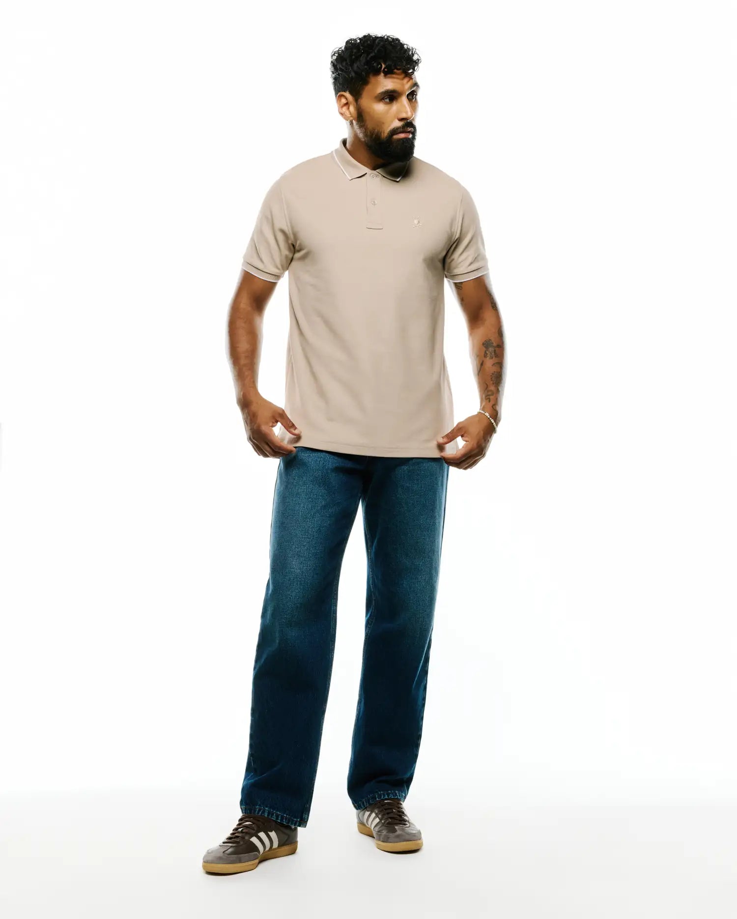 Psycho Bunny Men's Polos Ringston Pima Pique polo beige cotone Pima