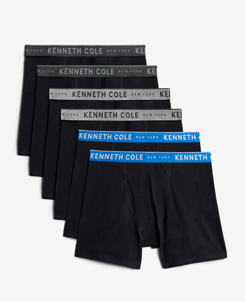 Kenneth Cole Reaction Clothing Cotton Stretch Boxer Briefs boxer grigi 6 pezzi in cotone elasticizzato