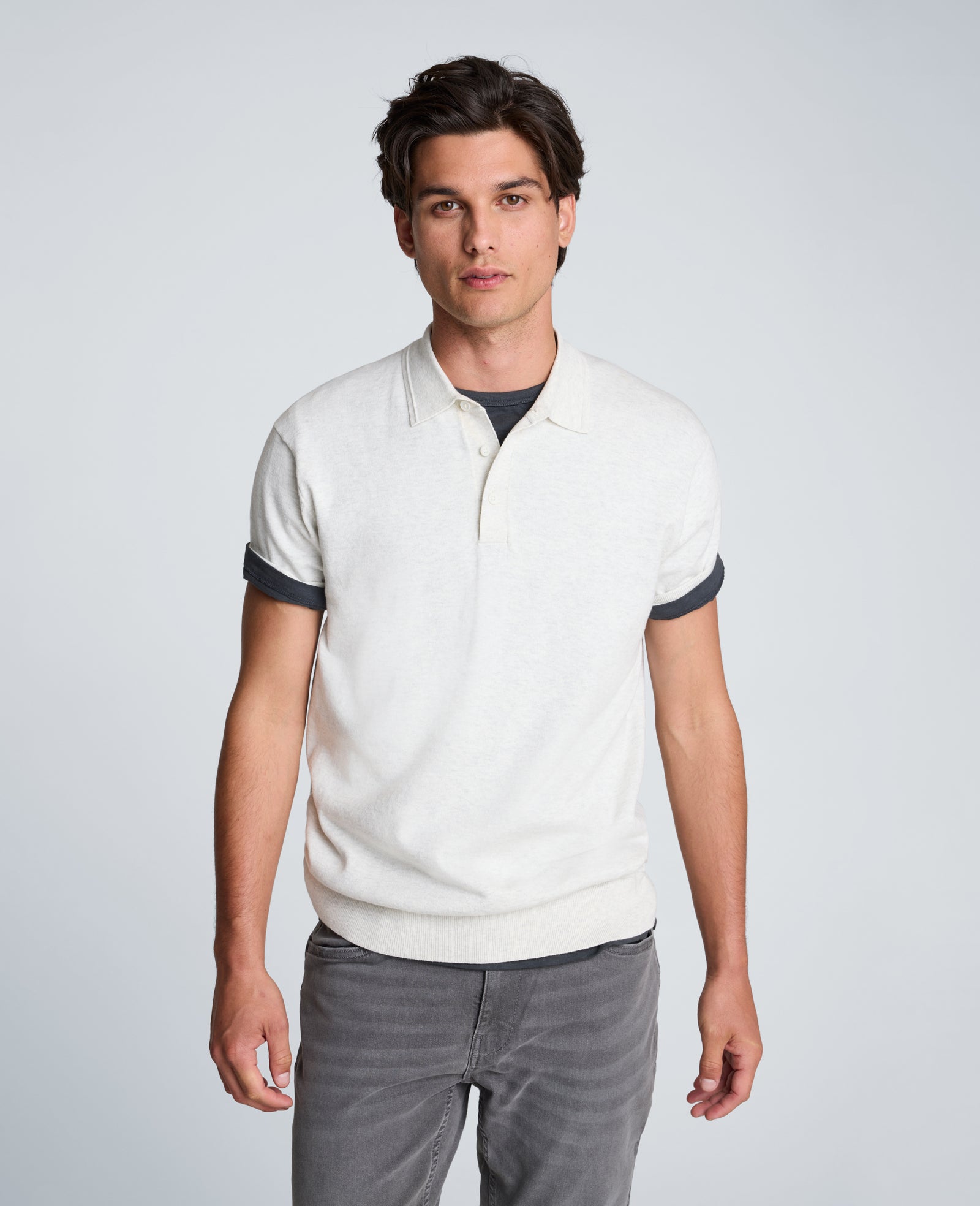 Kenneth Cole Reaction Clothing Short Sleeve Sweater Polo polo in maglia bianca