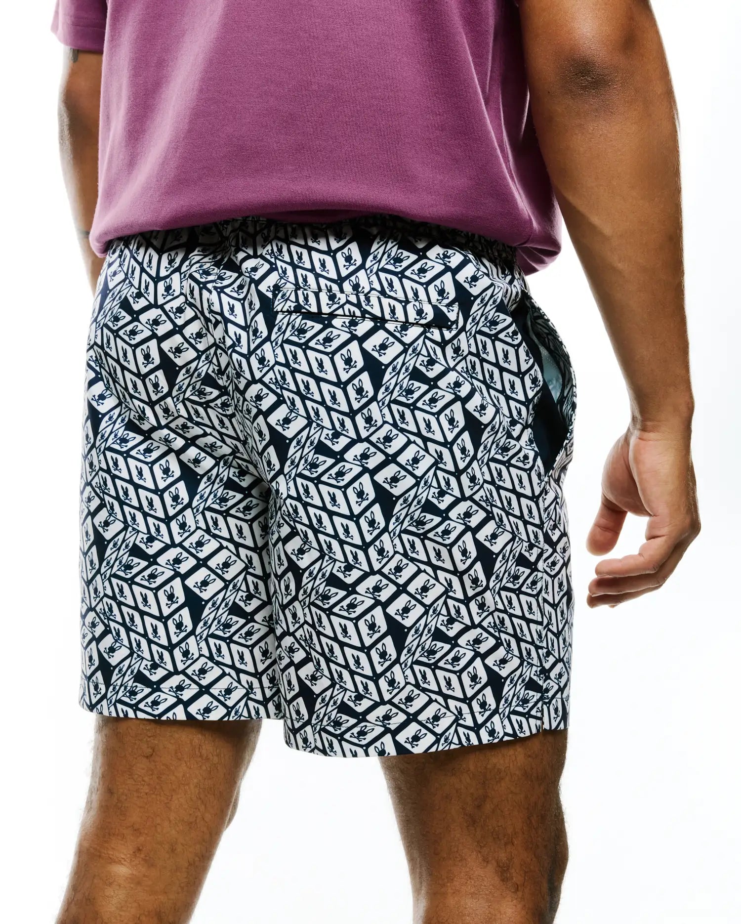 Psycho Bunny Men's Swimwear Eddy Graphic Swim Trunks costume blu 6 pollici