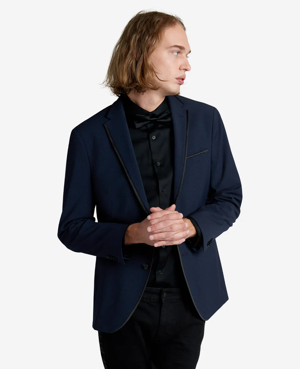 Kenneth Cole Reaction Clothing Slim-Fit Seersucker Striped Sport Coat giacca blu