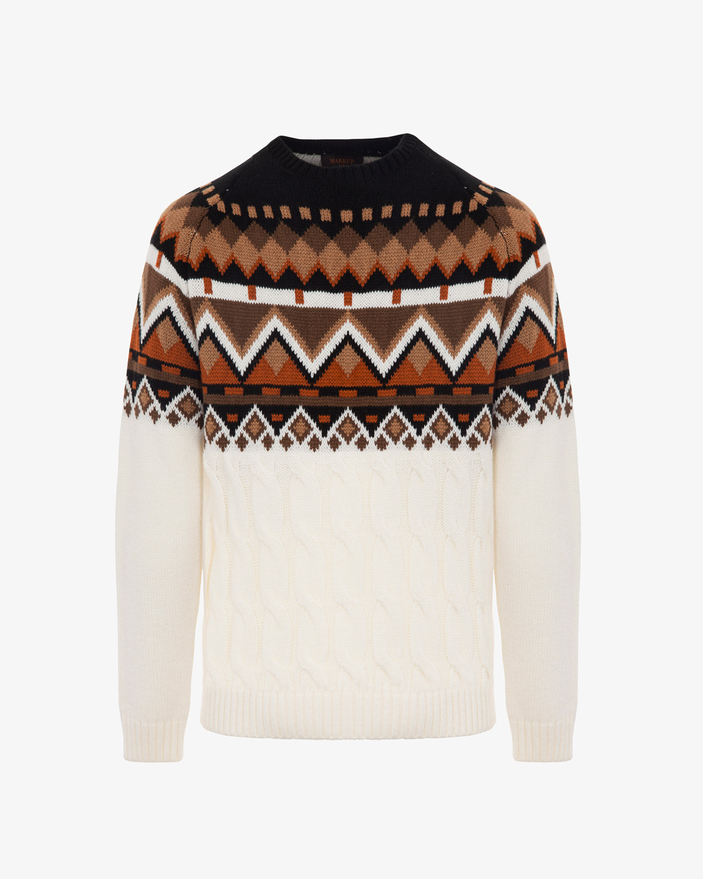 Markup Uomo Maglieria Girocollo jacquard a trecce maglione