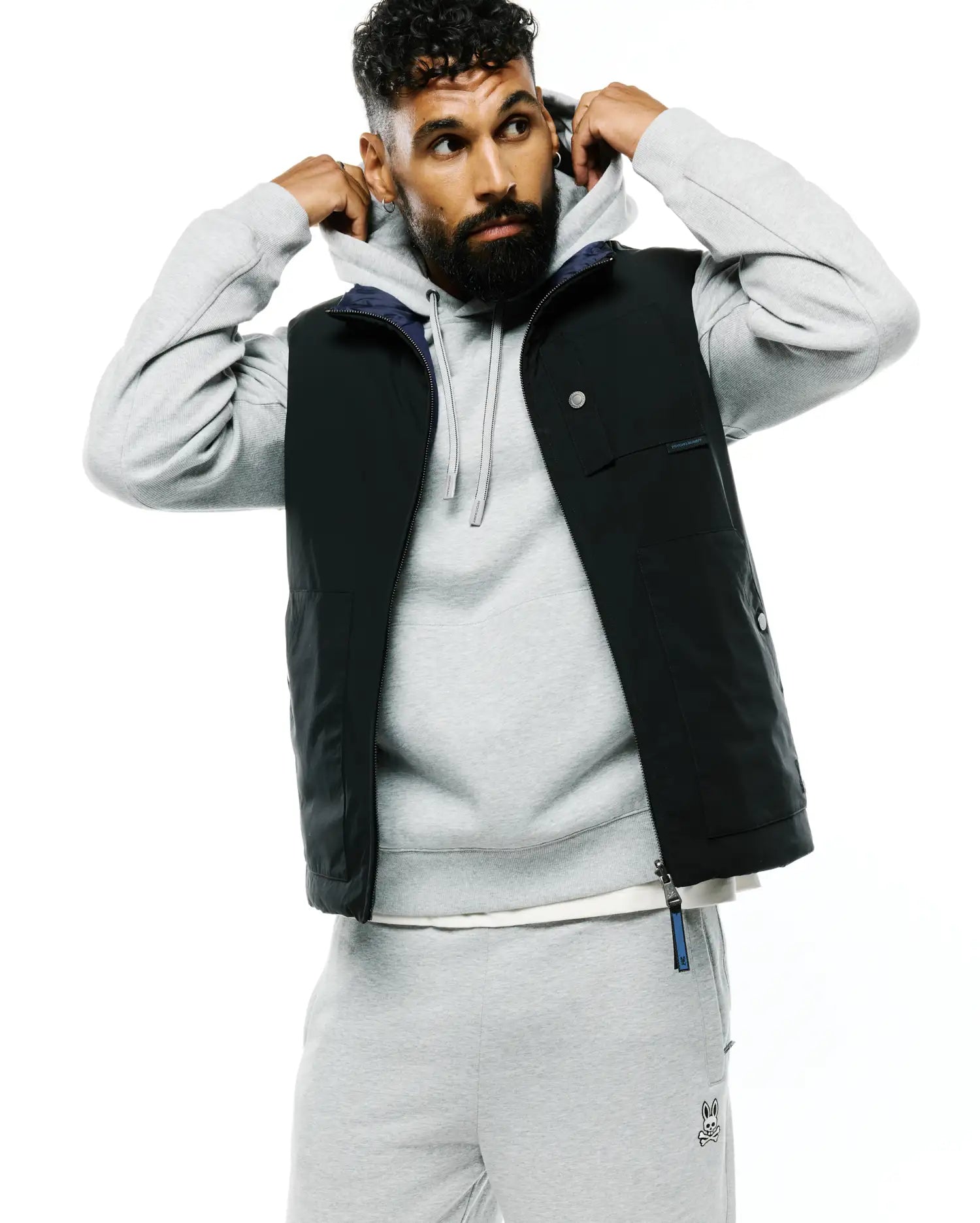 Psycho Bunny Jackets MEN'S GORDLER REVERSIBLE VEST MO1100101 gilet nero reversibile