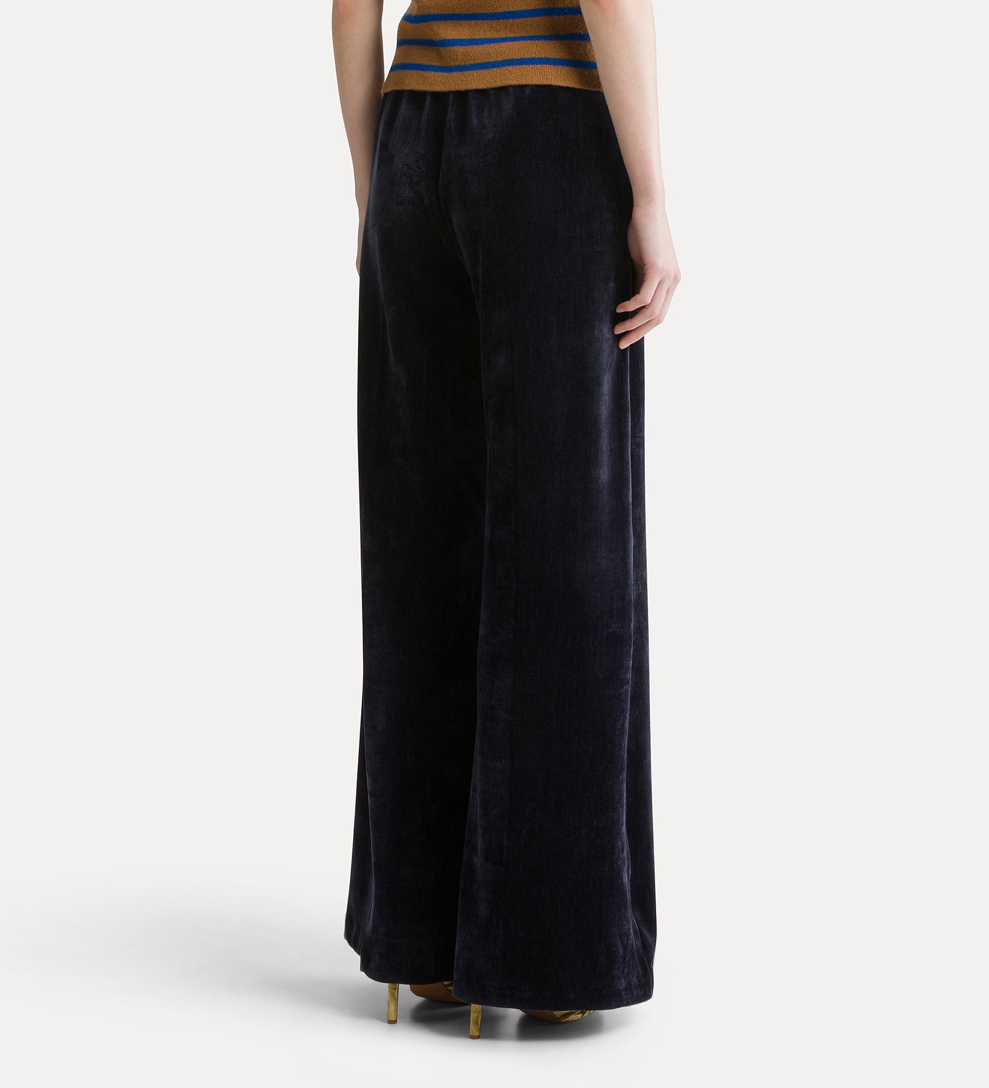 Forte pantaloni pantaloni Notte in velluto a vita alta