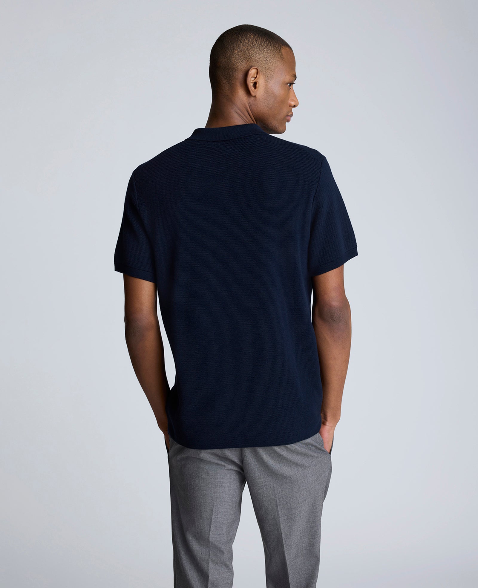 Kenneth Cole Reaction Clothing Short Sleeve Polo Sweater maglia polo blu navy
