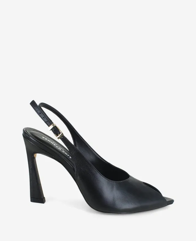 Kenneth Cole Reaction Shoes Priya Leather Peep Toe Slingback Heel décolleté nere in pelle