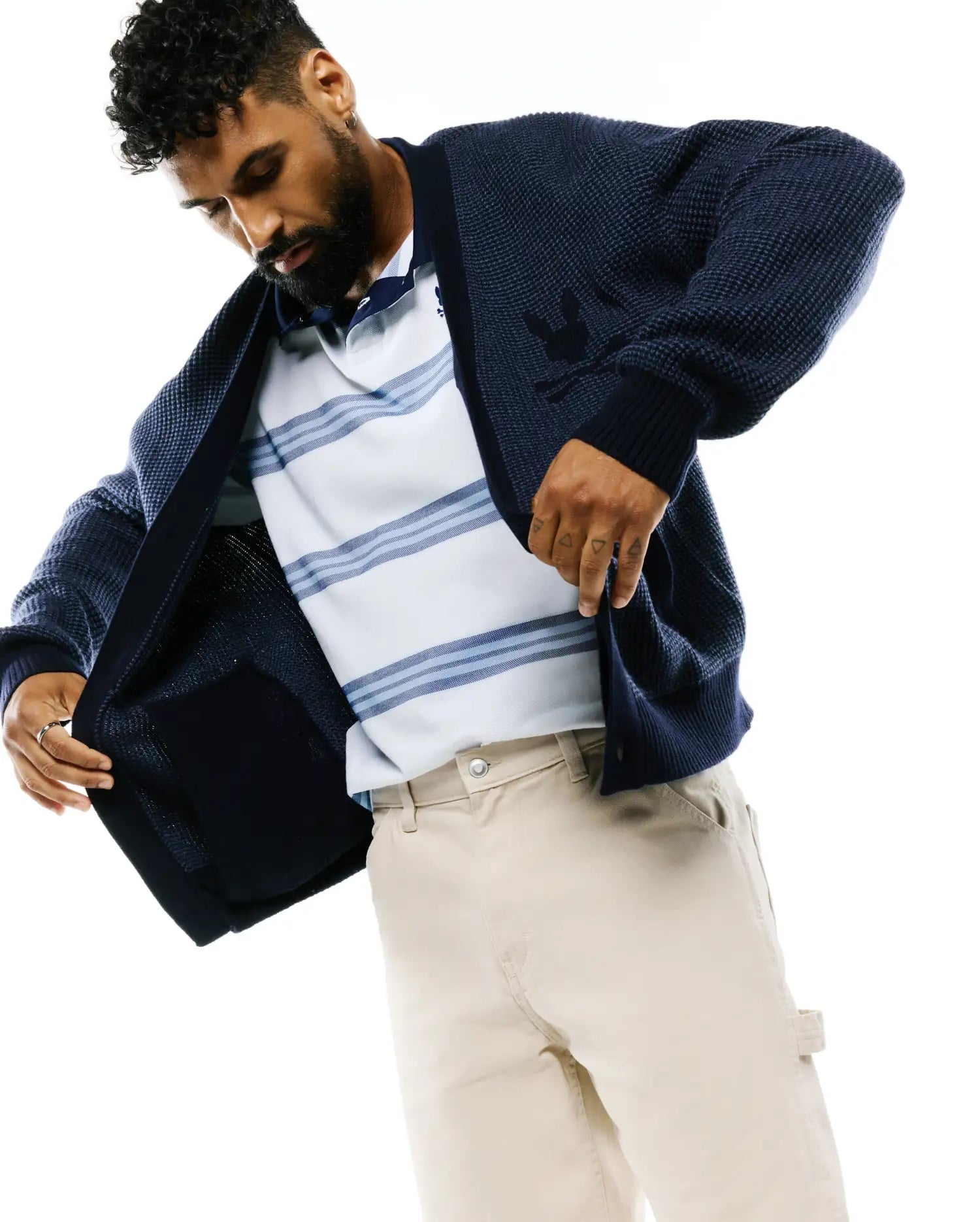 Psycho Bunny Men's Sweatshirts & Hoodies Men's Atkinson Wool Cardigan cardigan blu lana