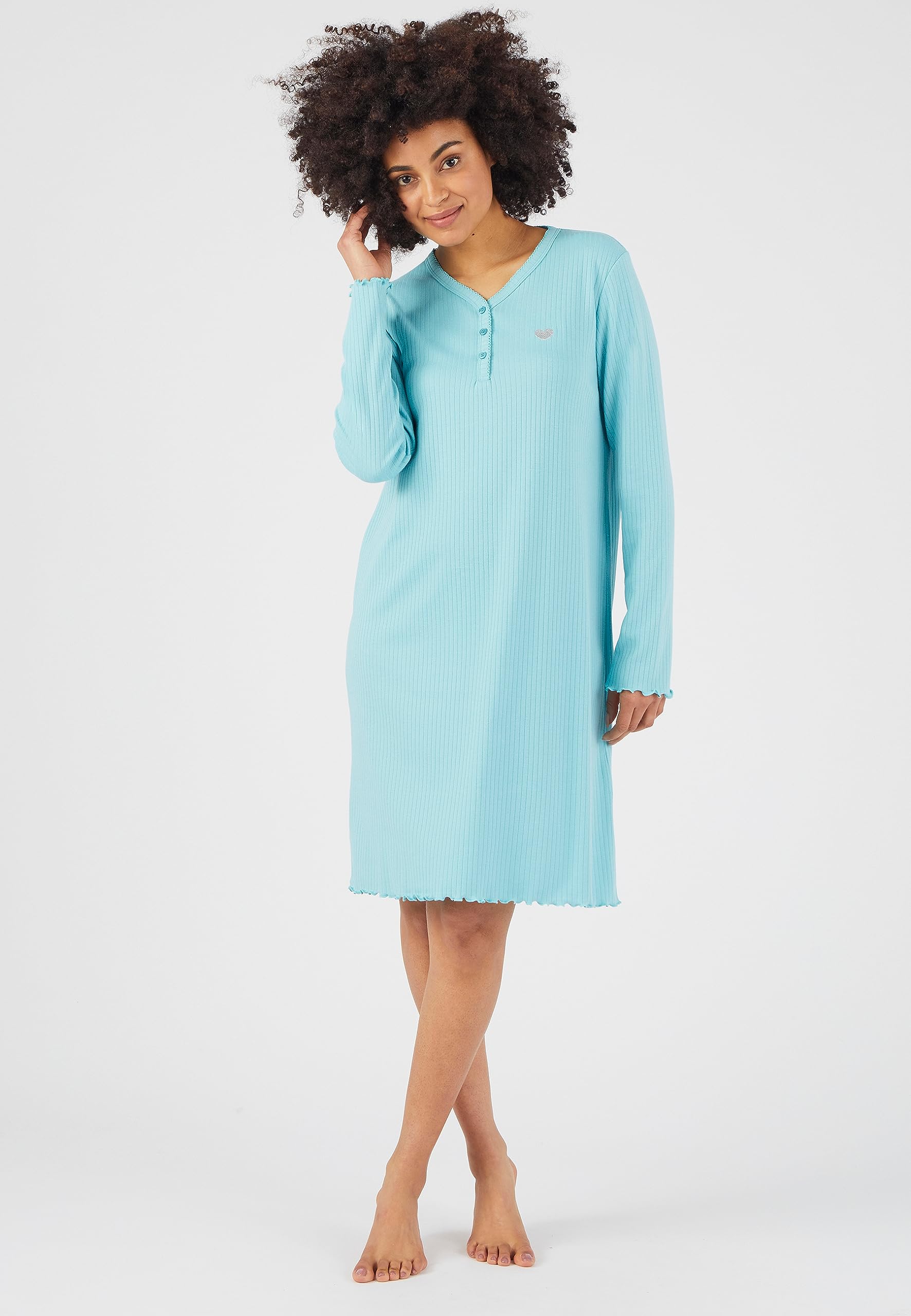 Damart Homewear Camicia da Notte Donna XL Verde Turchese calda