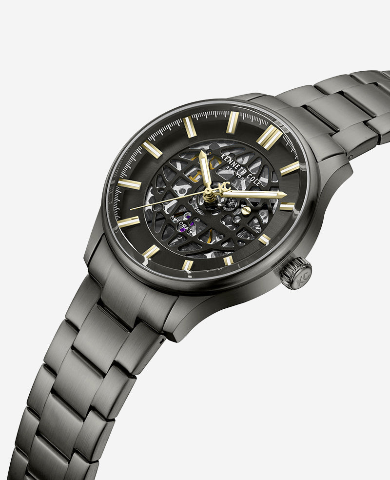 Kenneth Cole Reaction Watches Skeleton Automatic Gun Metal orologio automatico