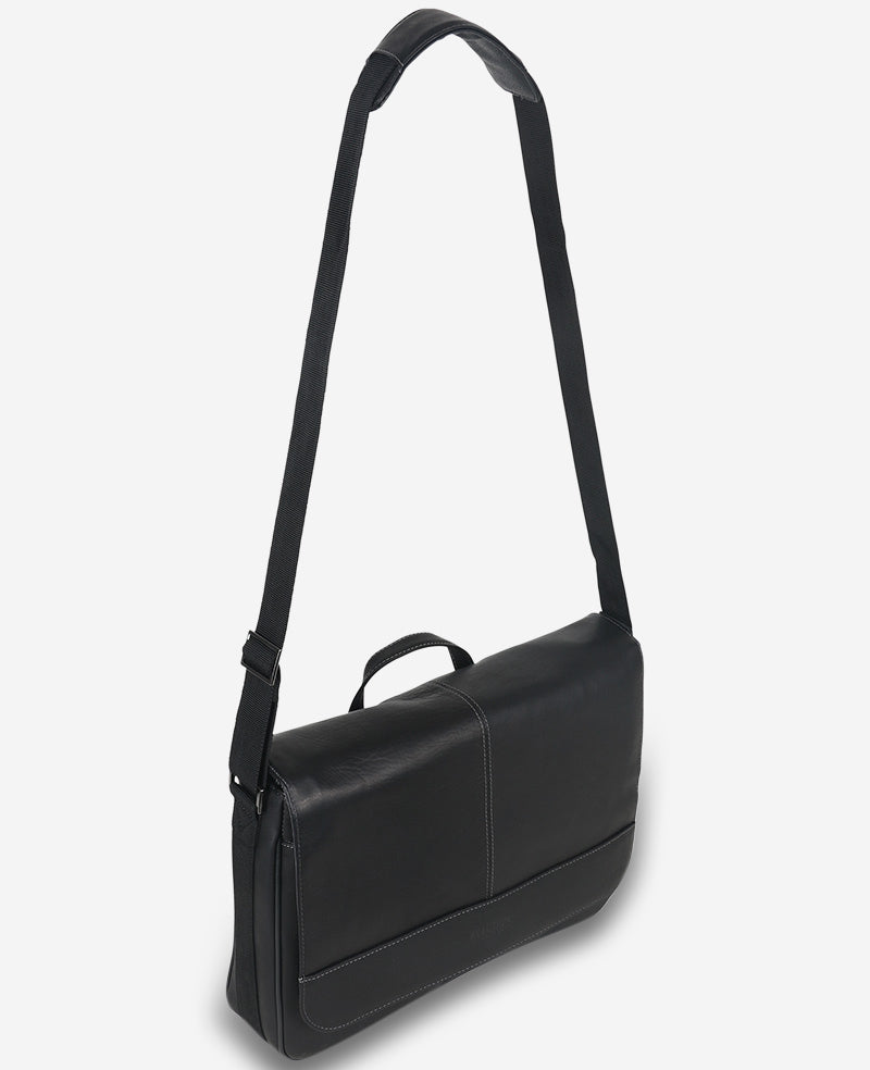Kenneth Cole Reaction Bags Colombian Leather Crossbody Messenger Bag borsa a tracolla nera