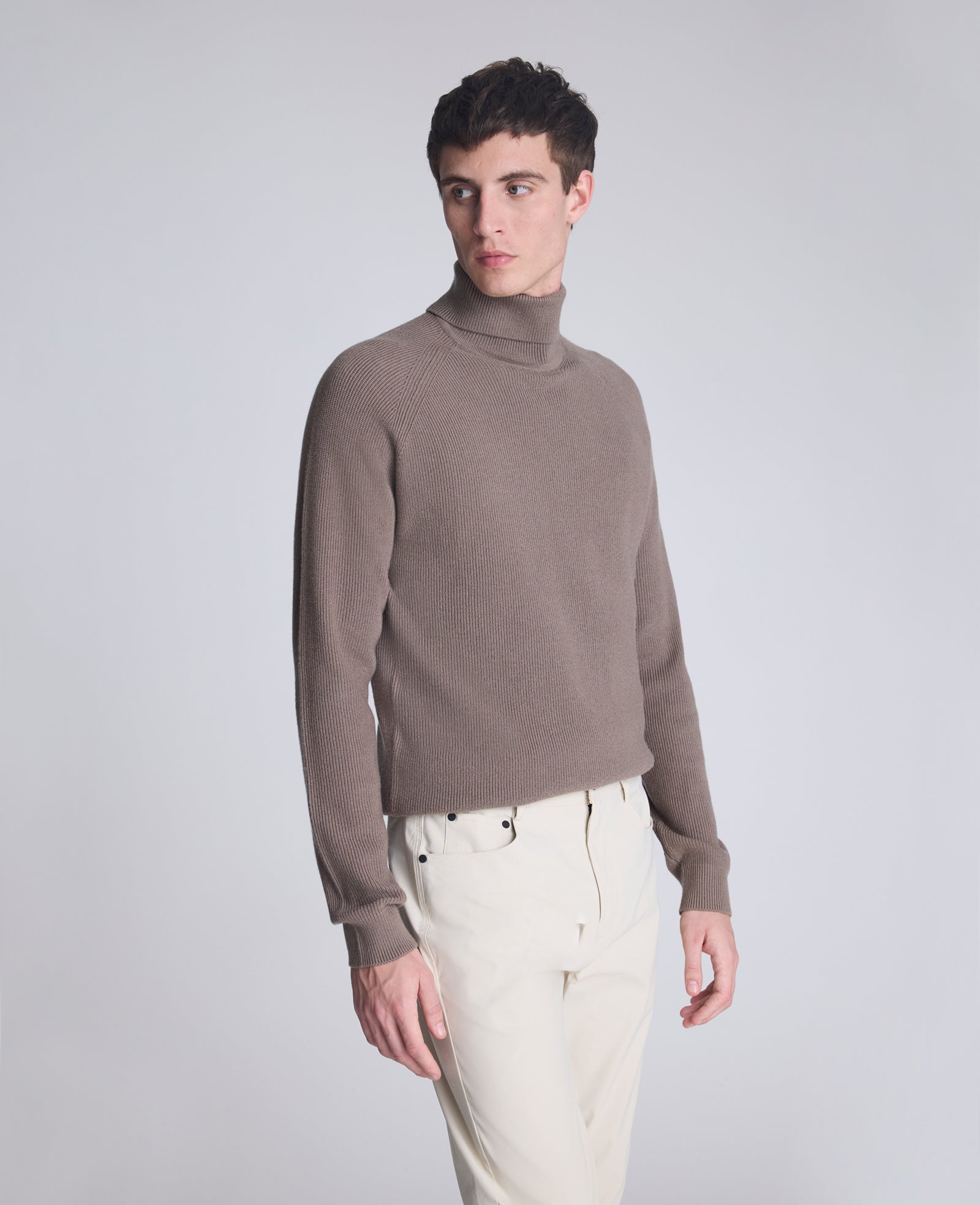 Kenneth Cole Reaction Foldover Turtleneck maglione marrone mélange