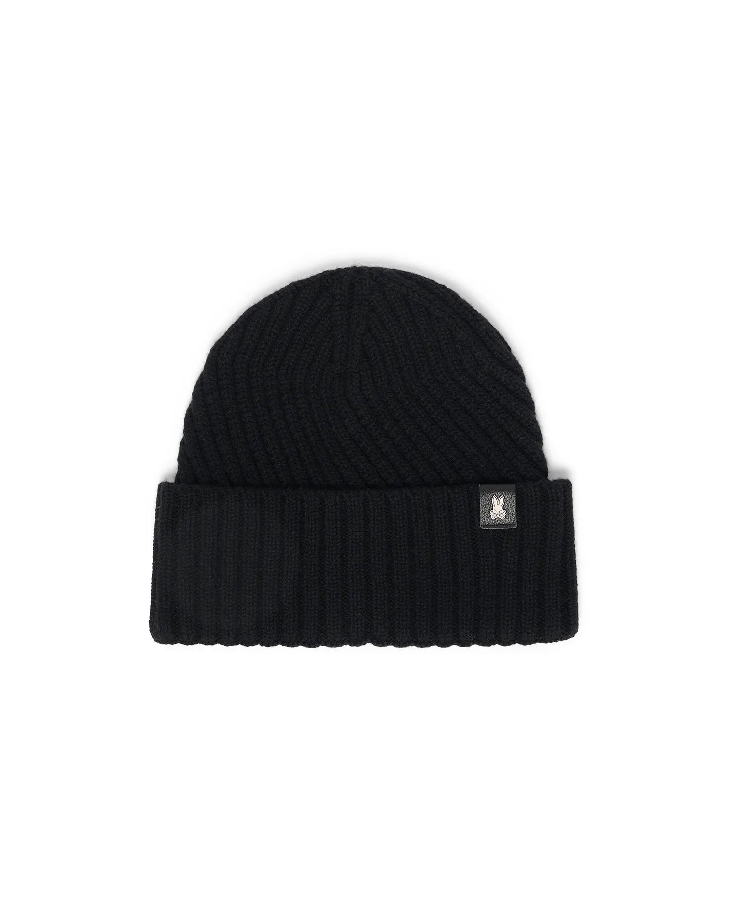 Psycho Bunny Accessories Brogan Merino Beanie berretto nero in lana merino