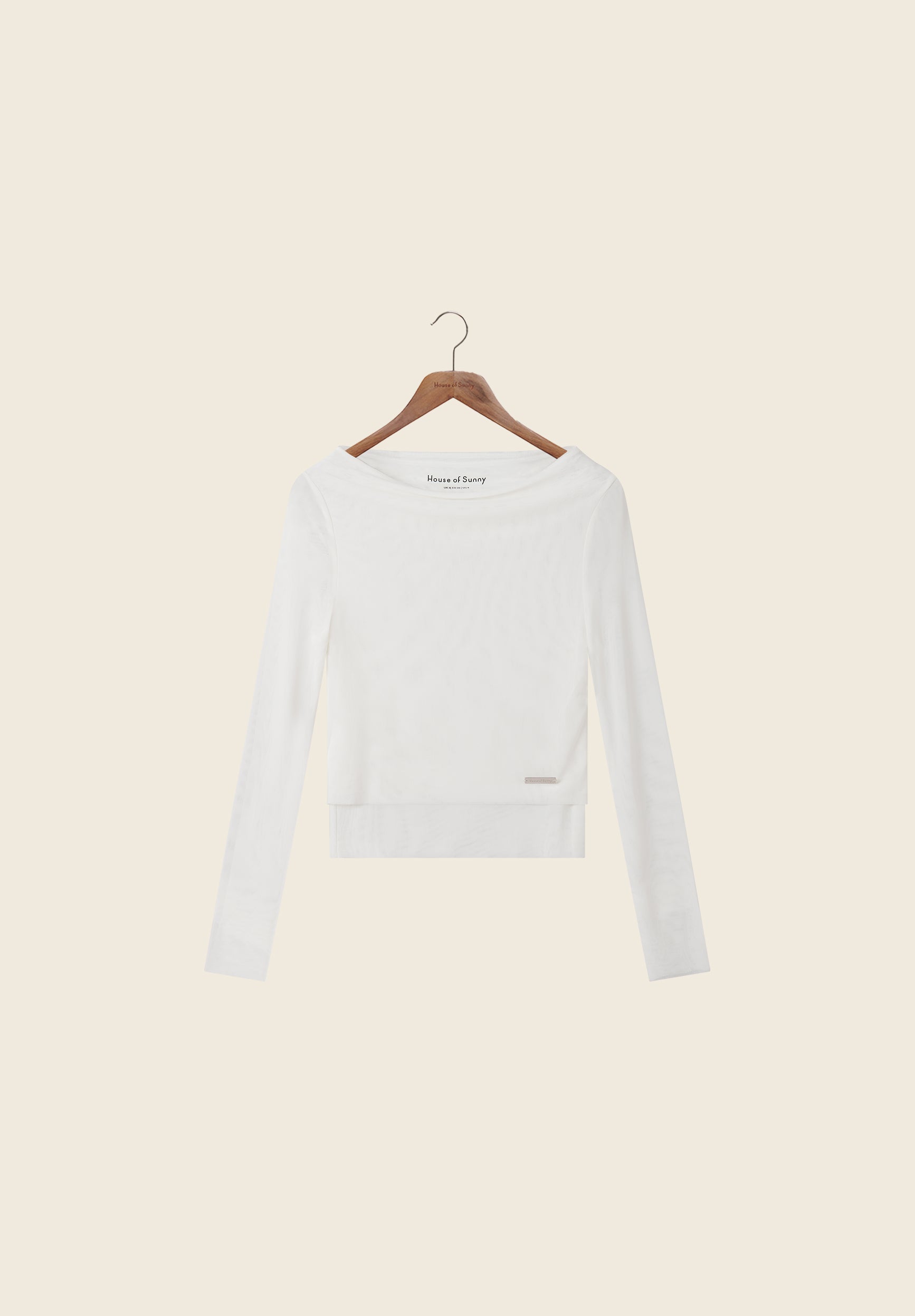 House Of Sunny Womens Tops White Long Sleeve Double Layer Top maglia