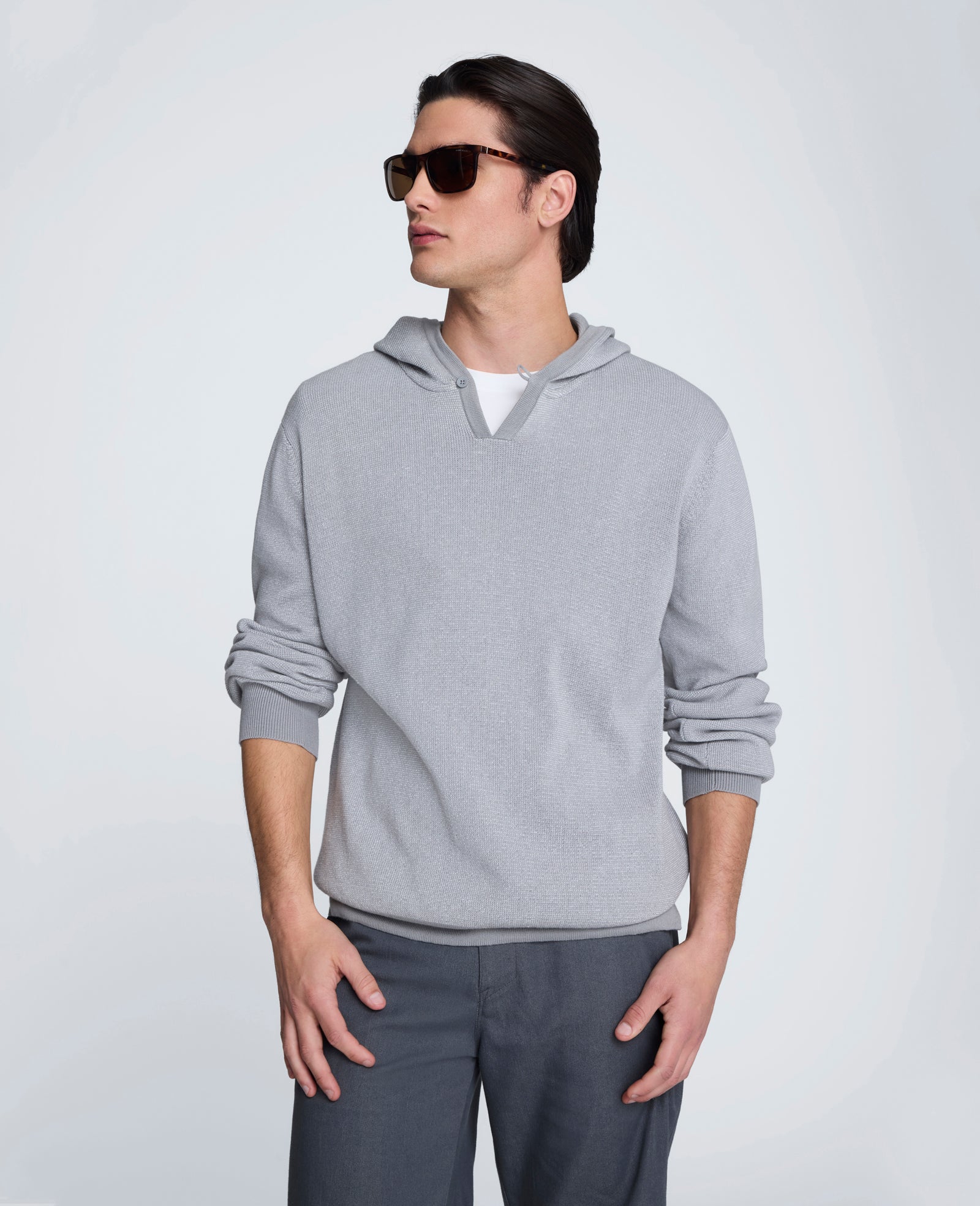 Kenneth Cole Reaction Clothing Sweater Hoodie felpa grigio bianco S