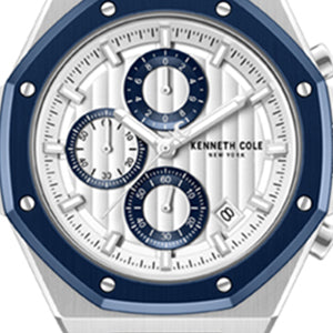 Kenneth Cole Reaction Watches Dress Sport Chronograph Two-Tone Stainless Steel Bracelet Watch orologio argento blu