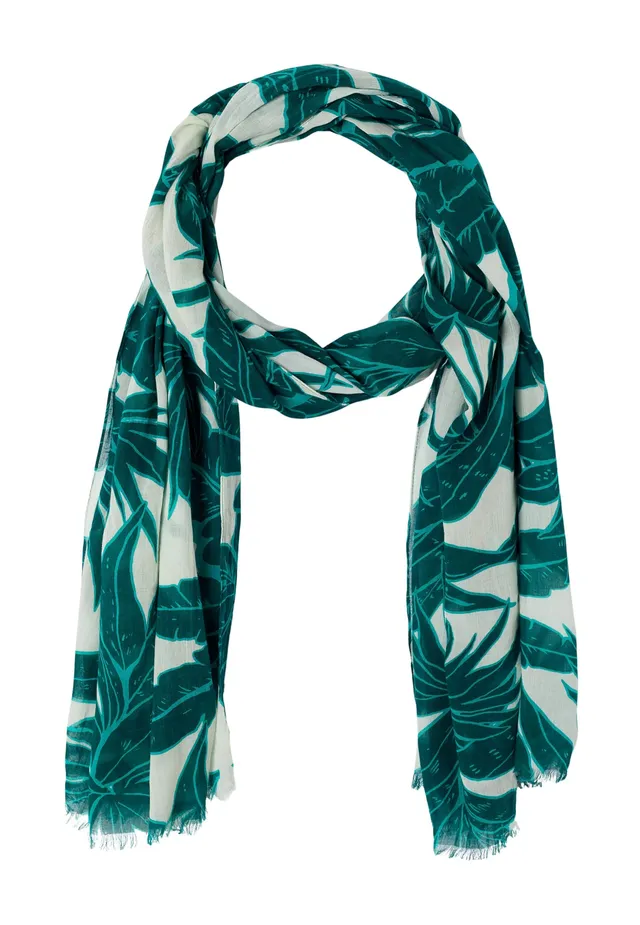 Damart Accessori Foulard Puro Cotone Fogliame foulard verde stampato taglia unica