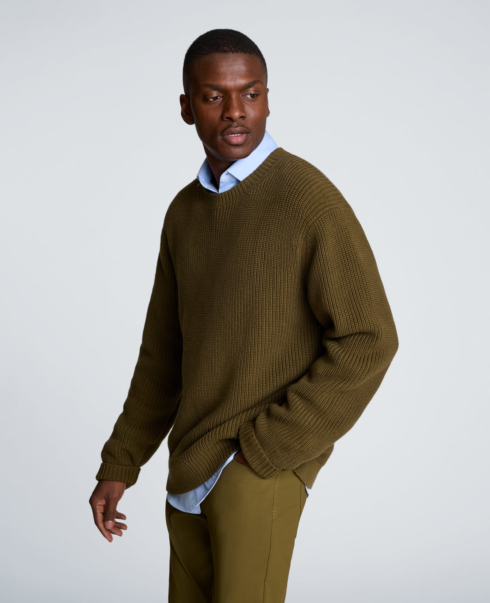 Kenneth Cole Reaction Clothing Chunky Oversized Sweater maglione verde oliva S/M-L