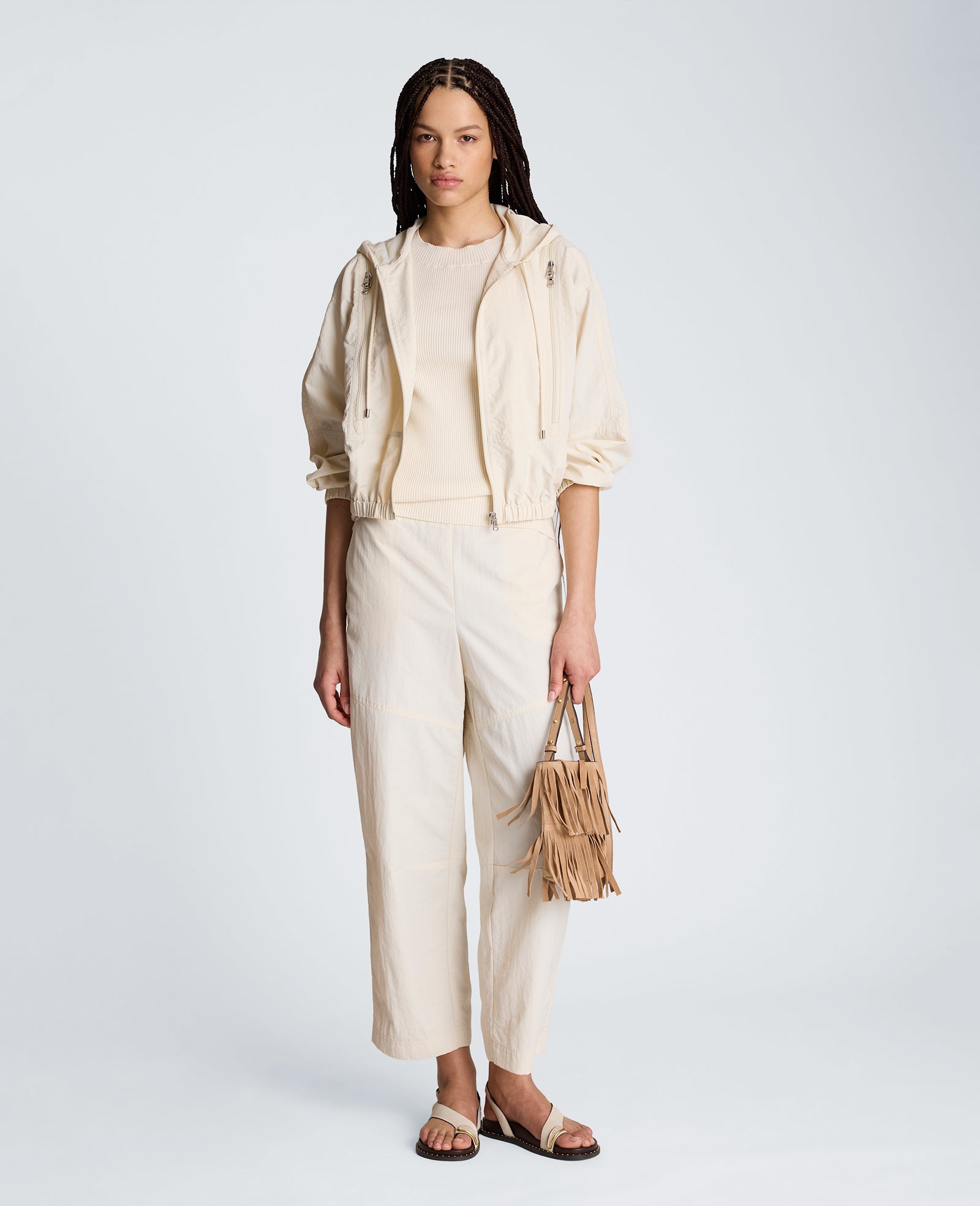 Kenneth Cole Reaction Clothing Pull On Barrel Leg Pant pantaloni oyster nylon