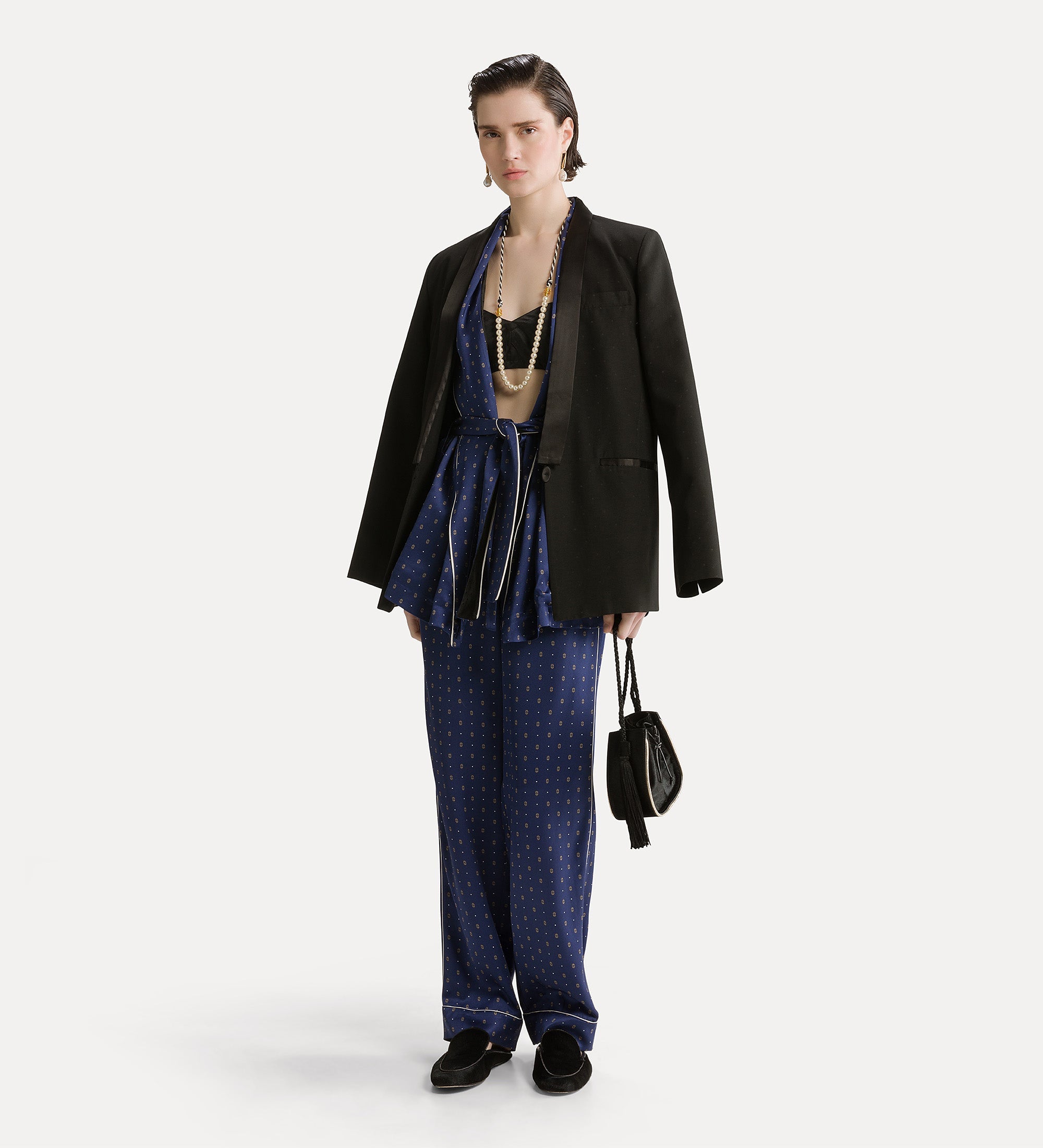 Forte giacche dinner jacket jacquard a pois nero
