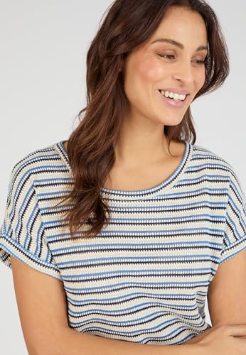 Damart Prêt-à-porter maglia jacquard a righe blu 58-60