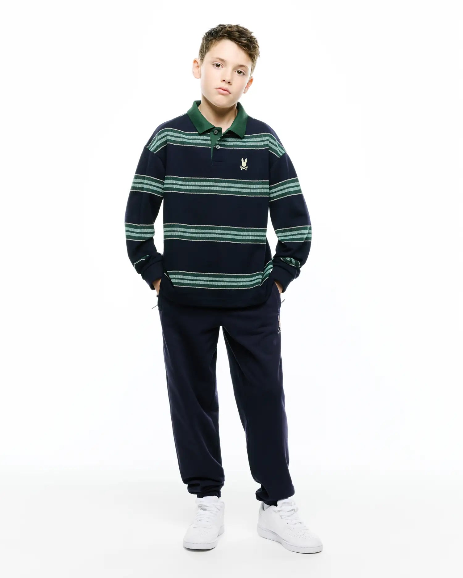 Psycho Bunny Kids Polo Shirts Drew polo manica lunga blu