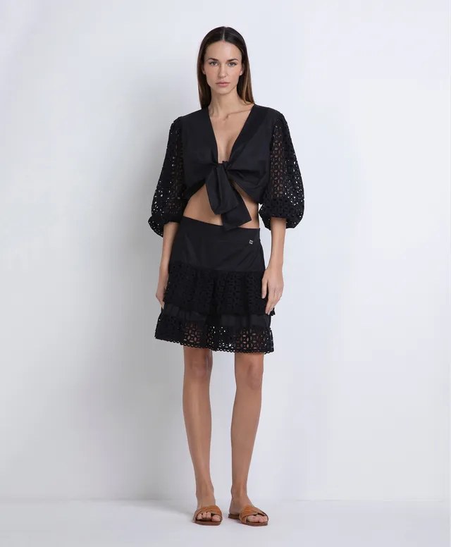 Markup Donna Gonne & Short Gonna corta in popeline e pizzo sangallo