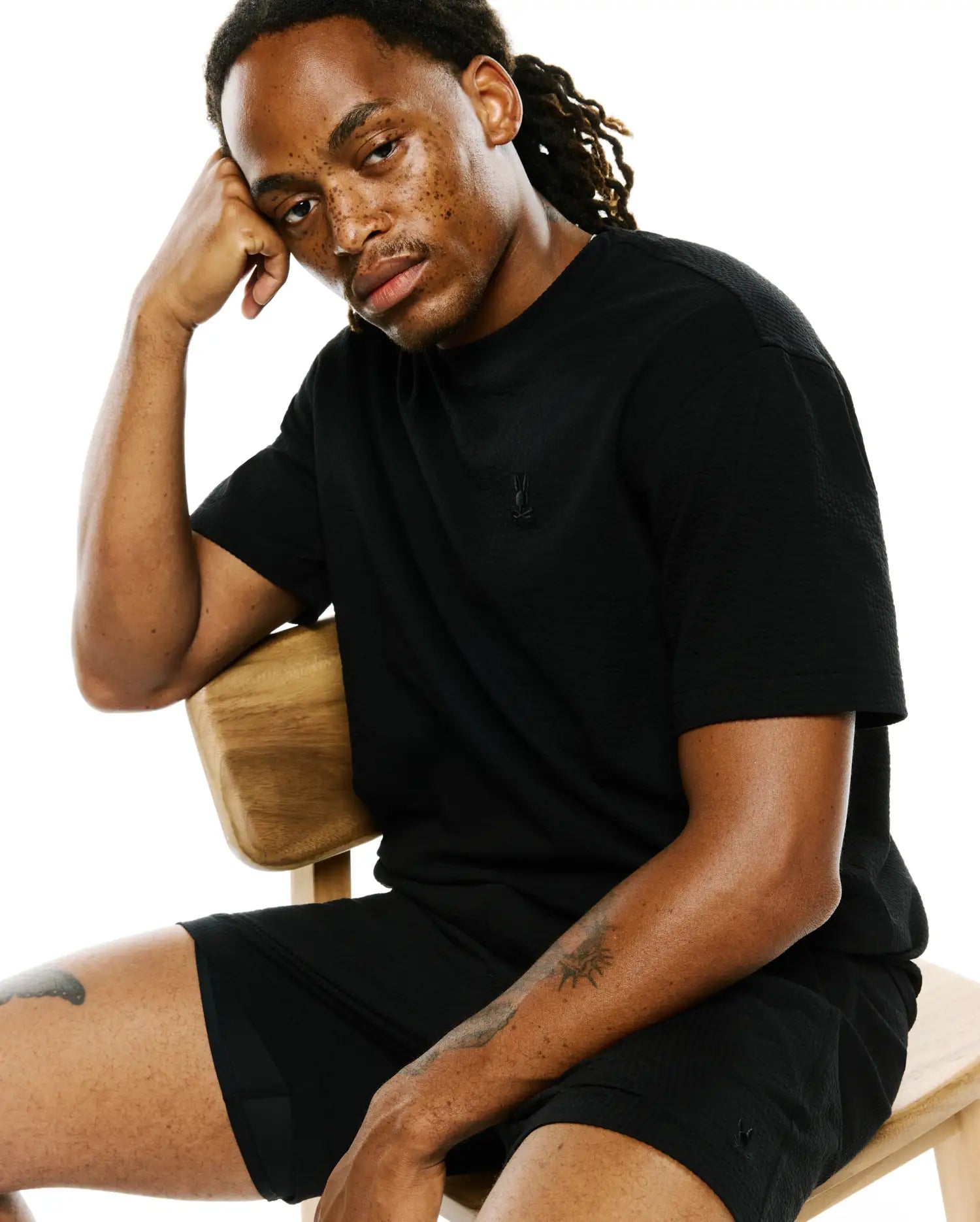 Psycho Bunny Men's Shorts Arlen Seersucker short nero con coulisse