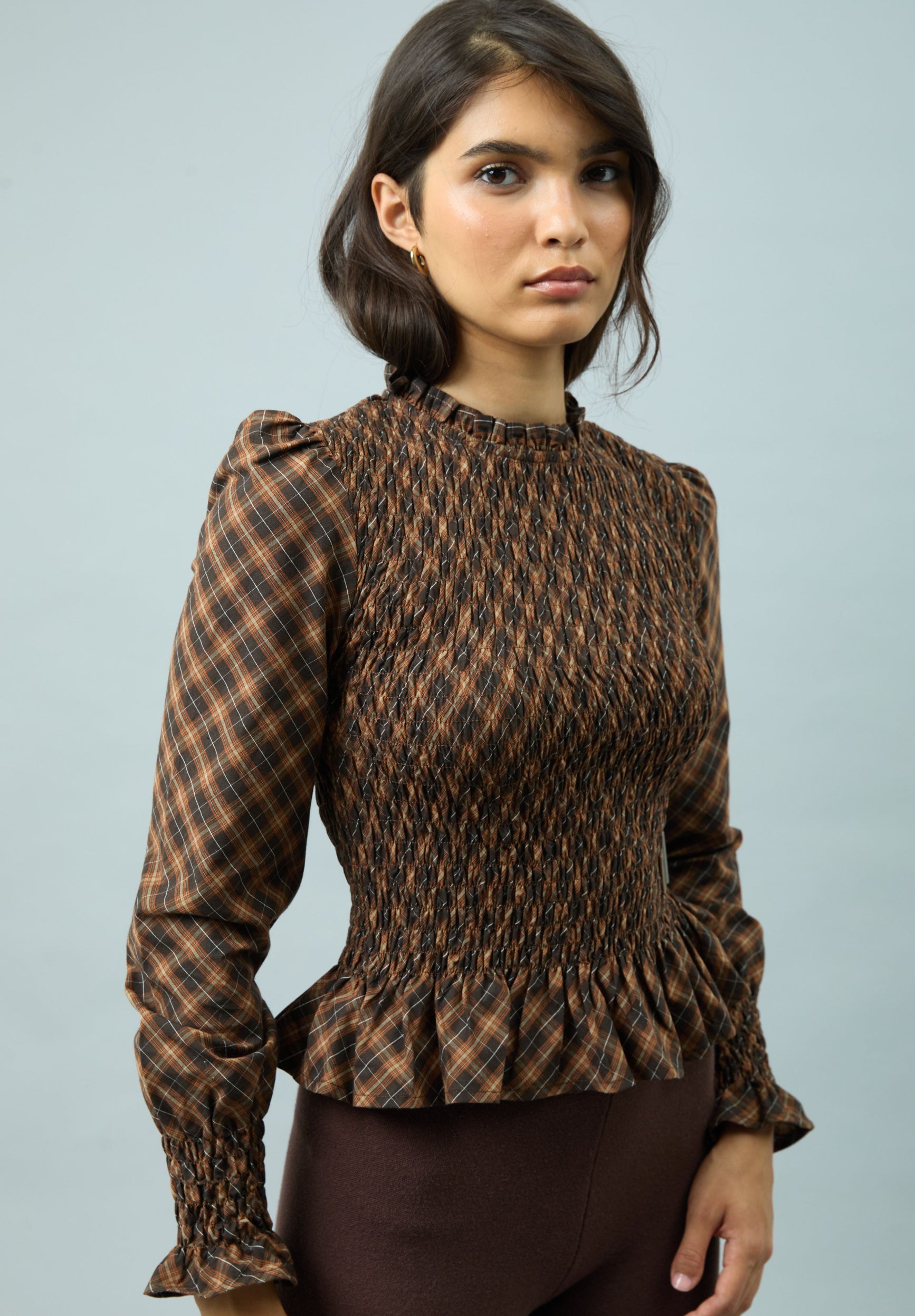 House Of Sunny Womens Tops CHECK RUCHED TOP top a quadri con cintura