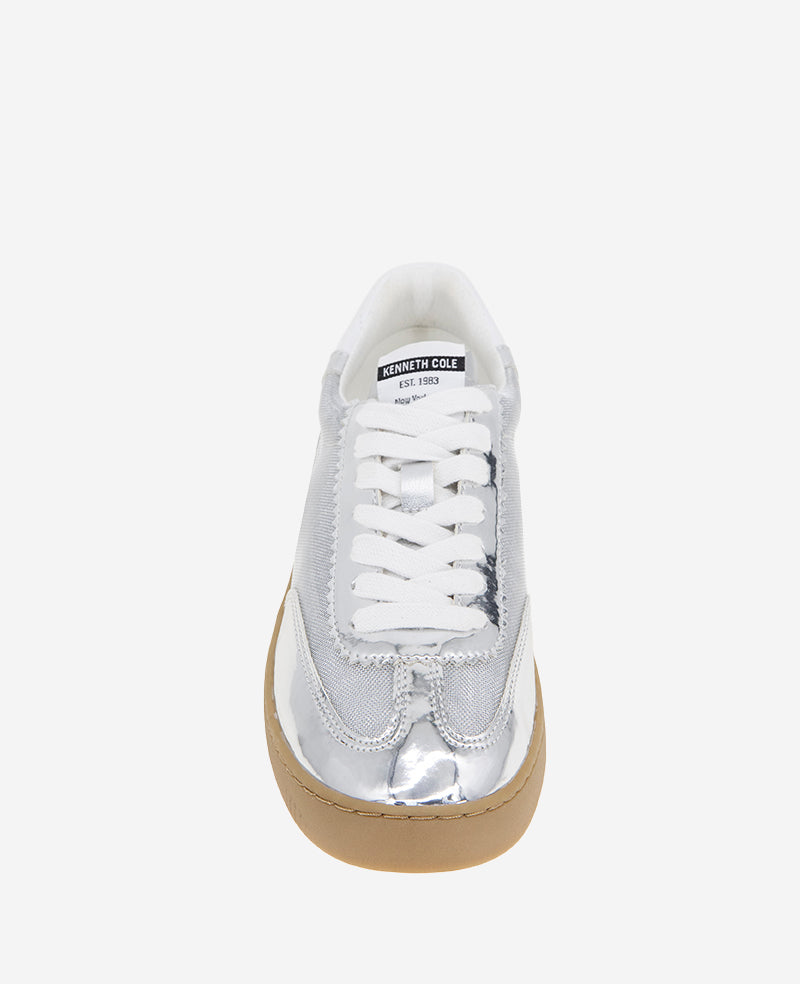 Kenneth Cole Reaction Shoes Sam Metallic Leather Mesh sneaker argento