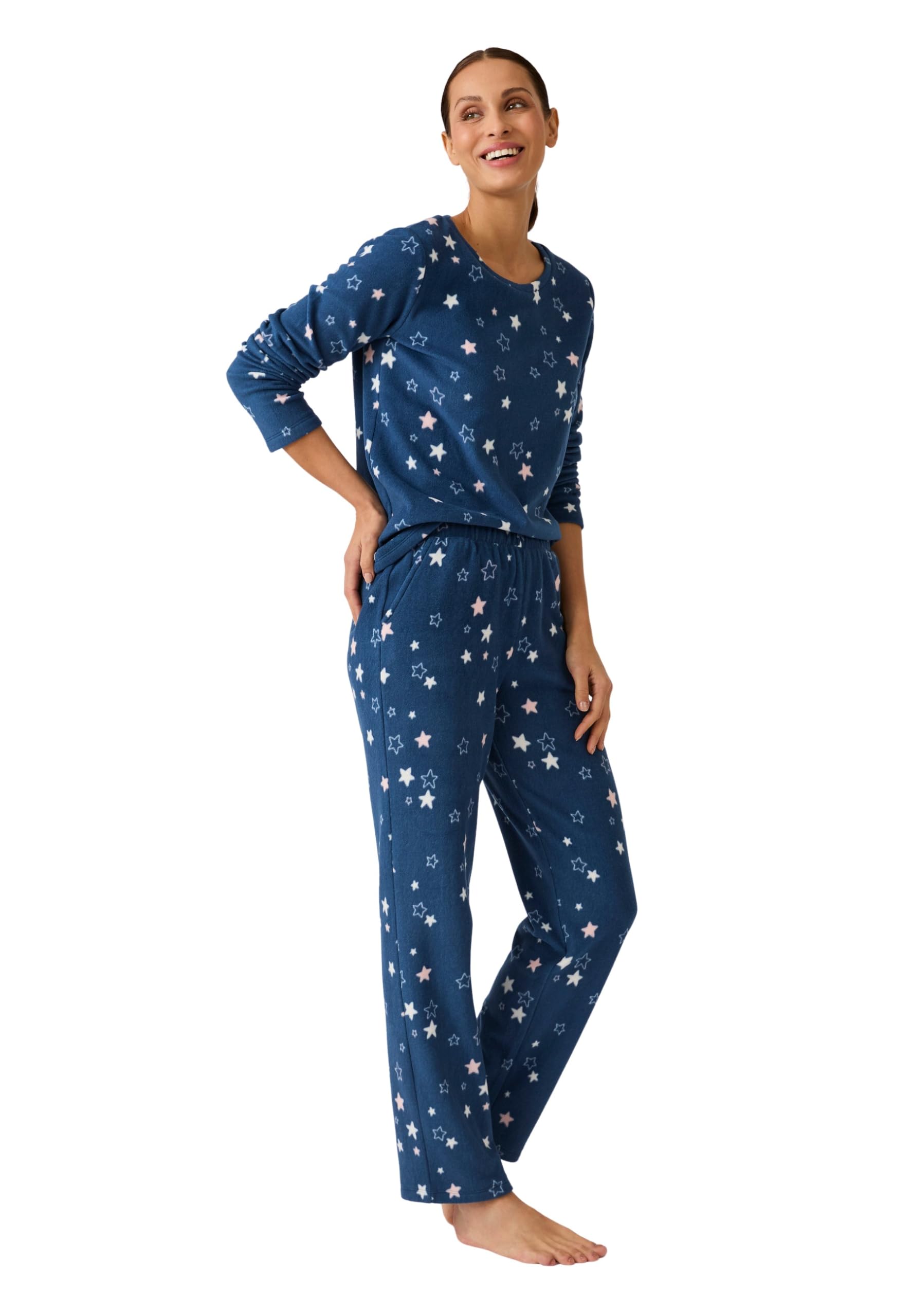 Damart Homewear Thermolactyl pigiama donna blu marino stampato