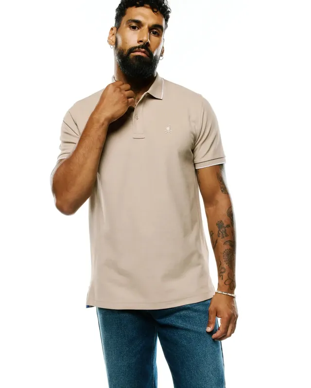 Psycho Bunny Men's Polos Ringston Pima Pique polo beige cotone Pima