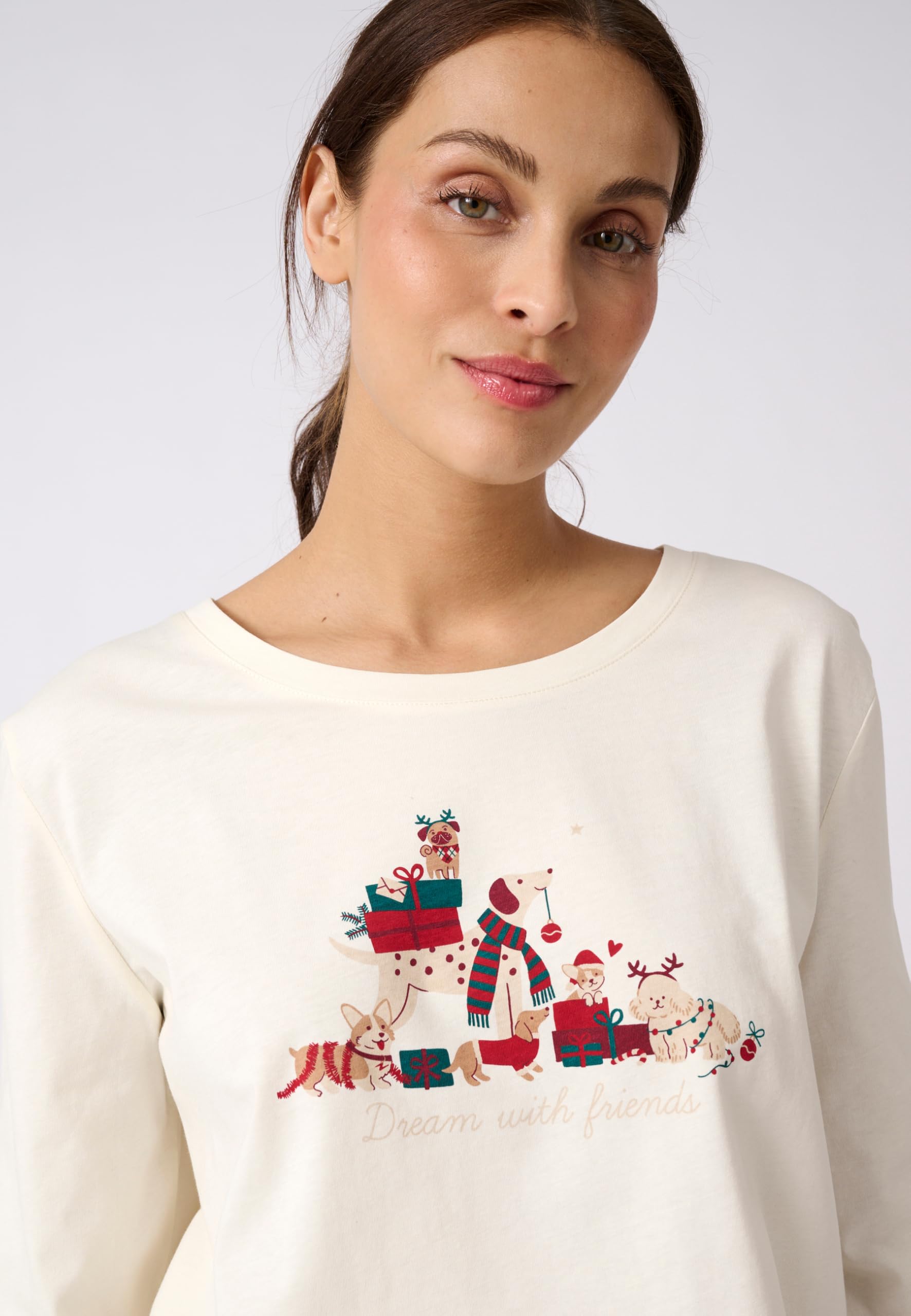 Damart Homewear Pigiama da donna natalizio in cotone