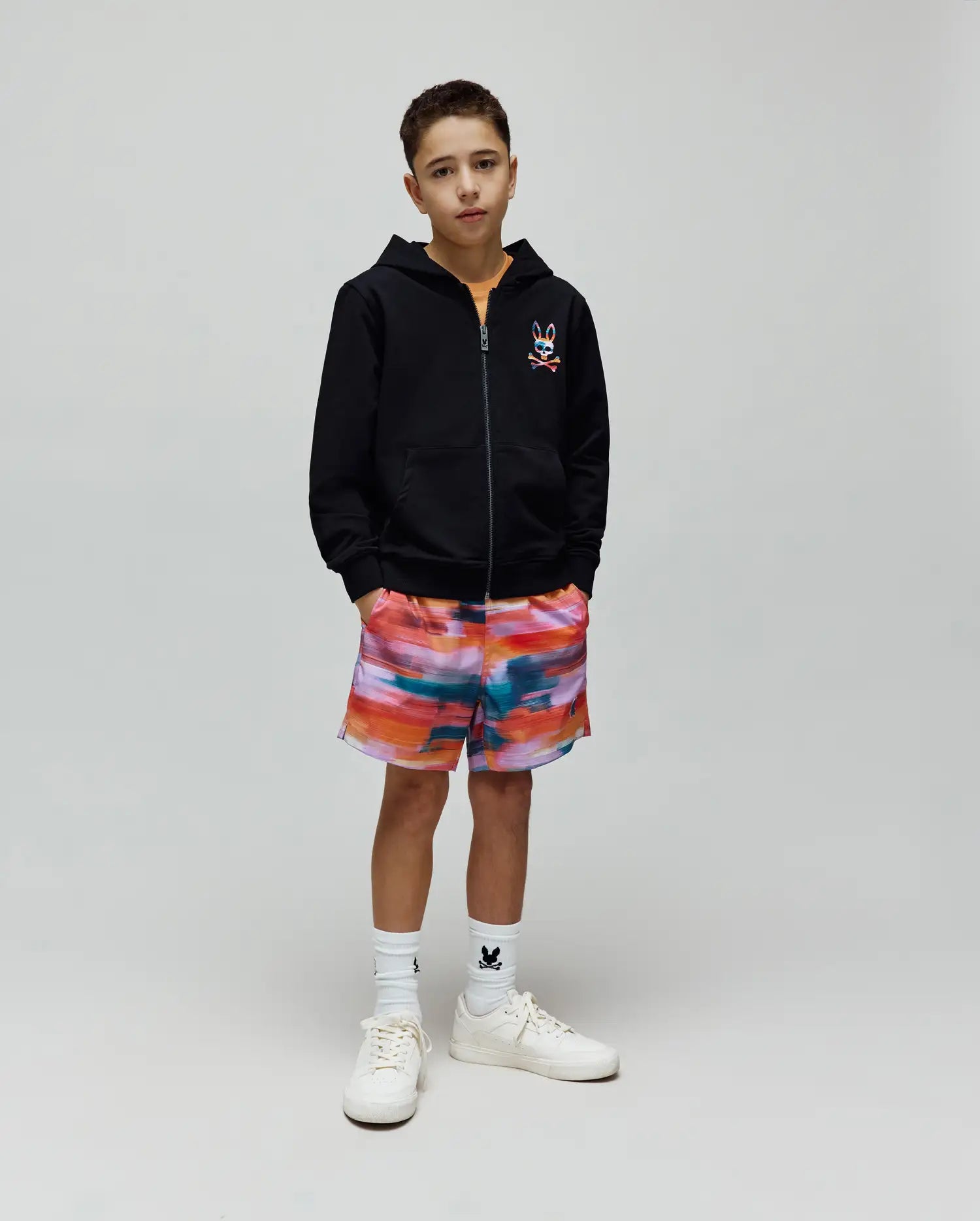 Psycho Bunny Kids Sweatshirts & Hoodies KIDS RAPHAEL FULL ZIP KT0500069 felpa nera