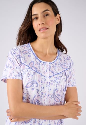 Damart Homewear Camicia da Notte in Maglia Puro Cotone Jersey 34-36 XS Blu