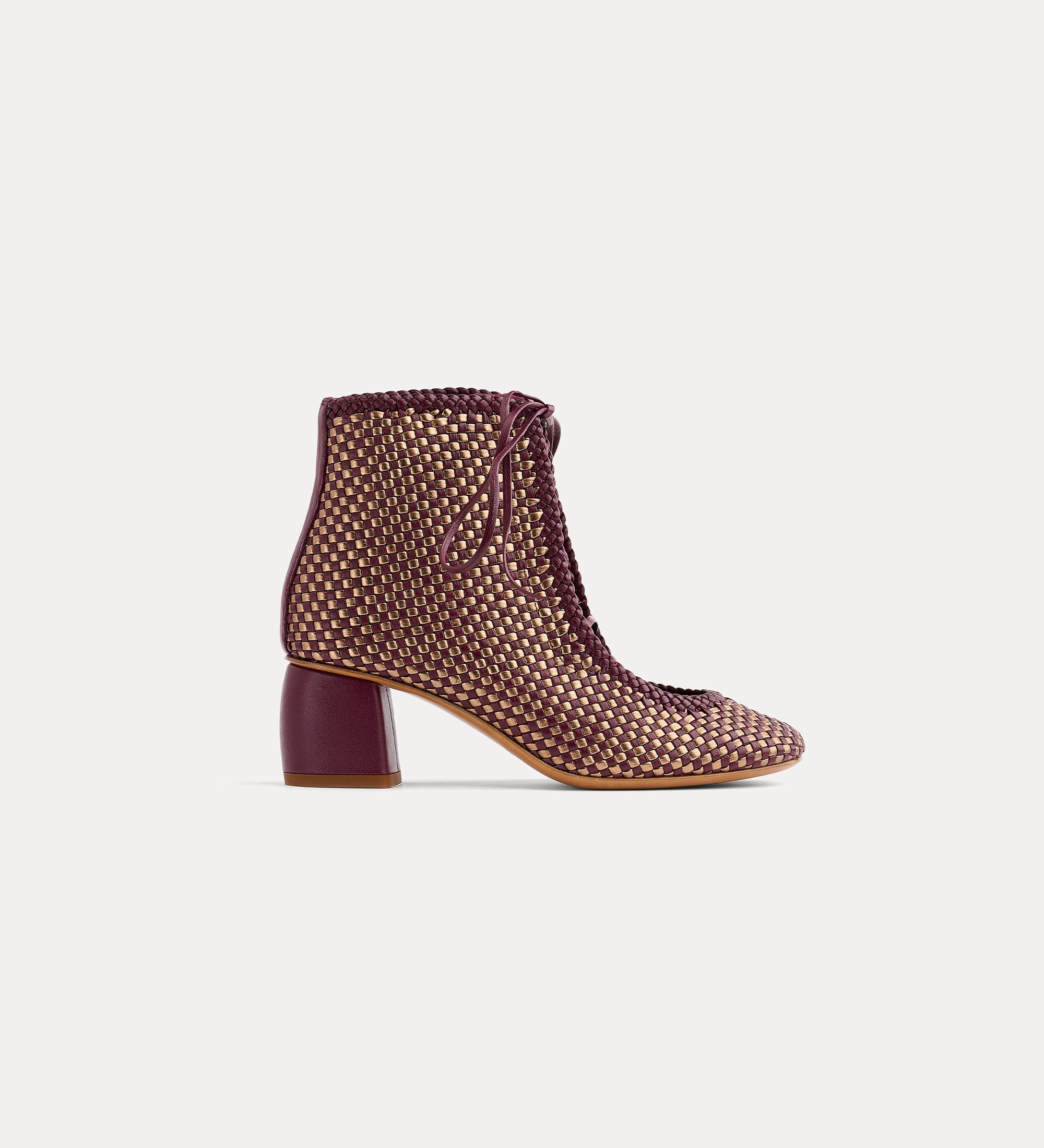 Forte scarpe stivaletti Chic in nappa intrecciata color ruggine