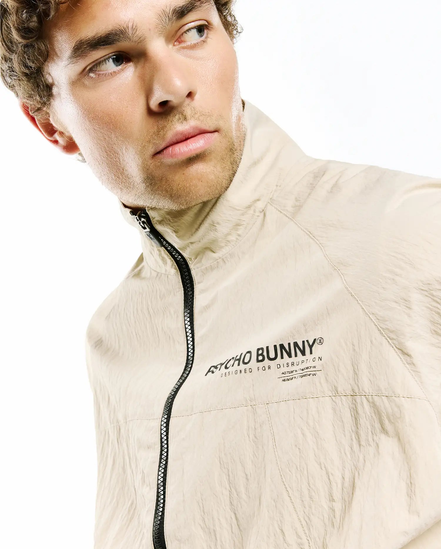 Psycho Bunny Jackets MEN'S ALDER NYLON JACKET - MT0500243 giacca beige in nylon leggera