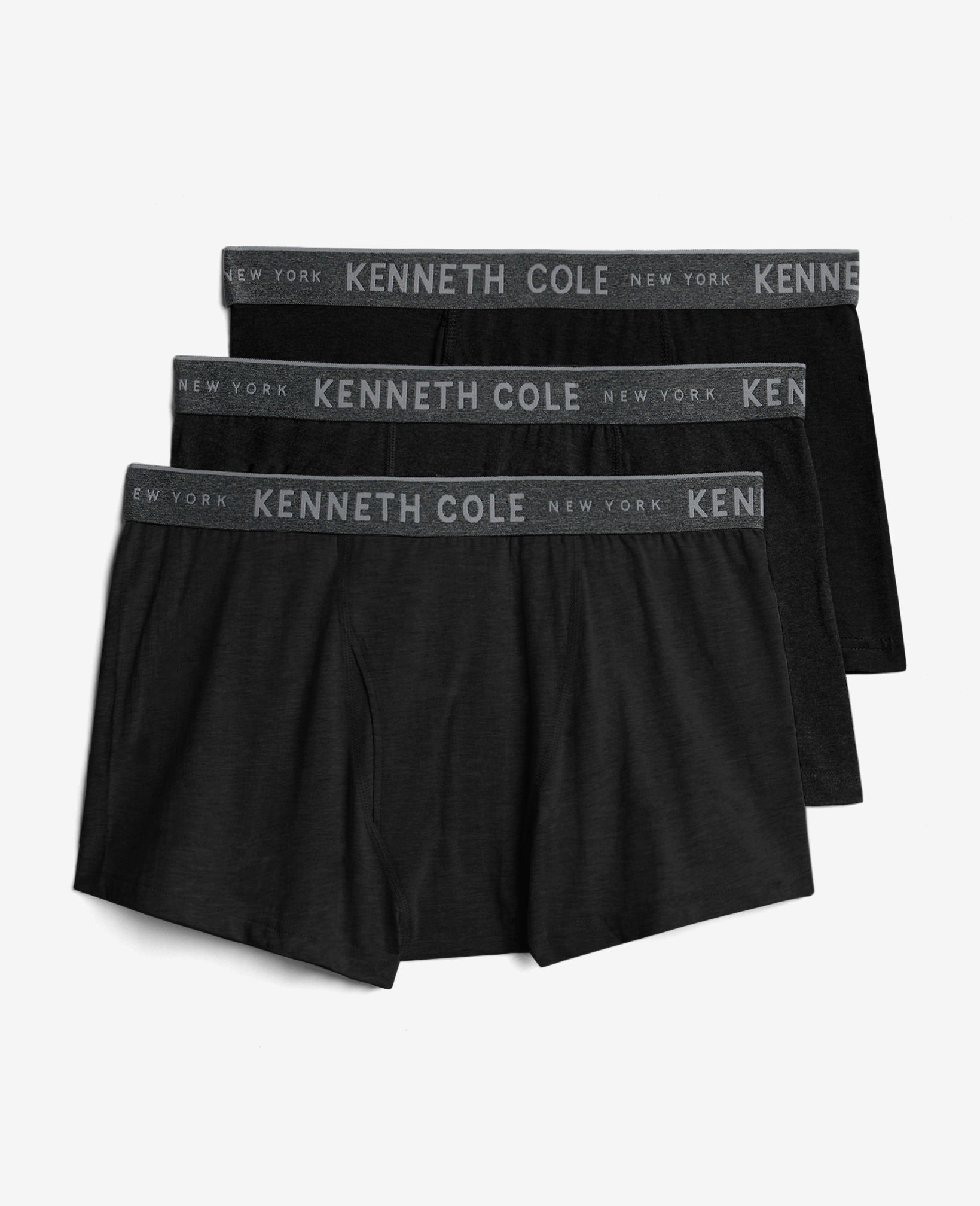 Kenneth Cole Reaction Clothing Cotton Stretch Trunks 3-Pack Boxer Uomo Neri Cotone