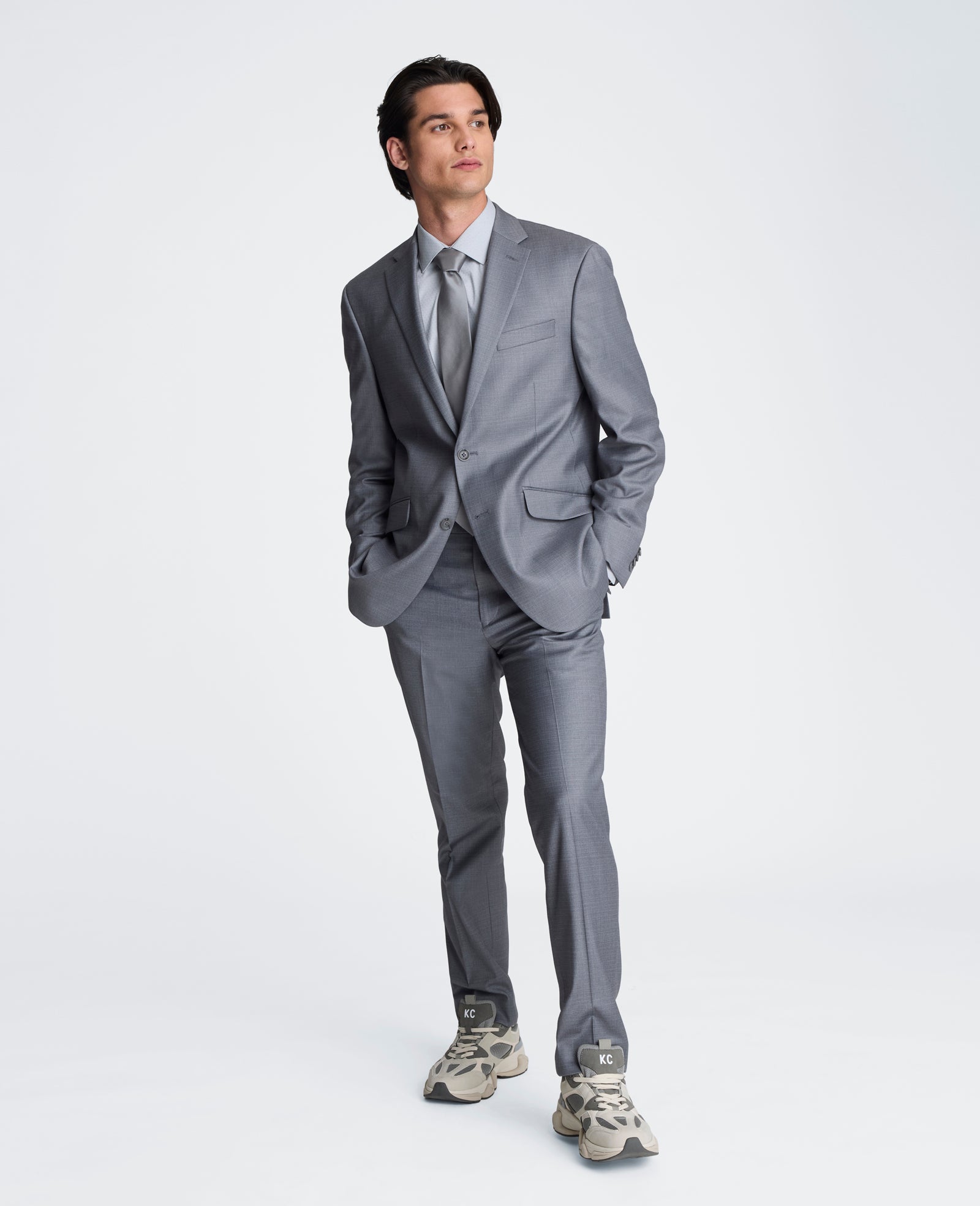 Kenneth Cole Reaction Clothing Stretch Suit Separate Pant pantaloni grigio chiaro stretch