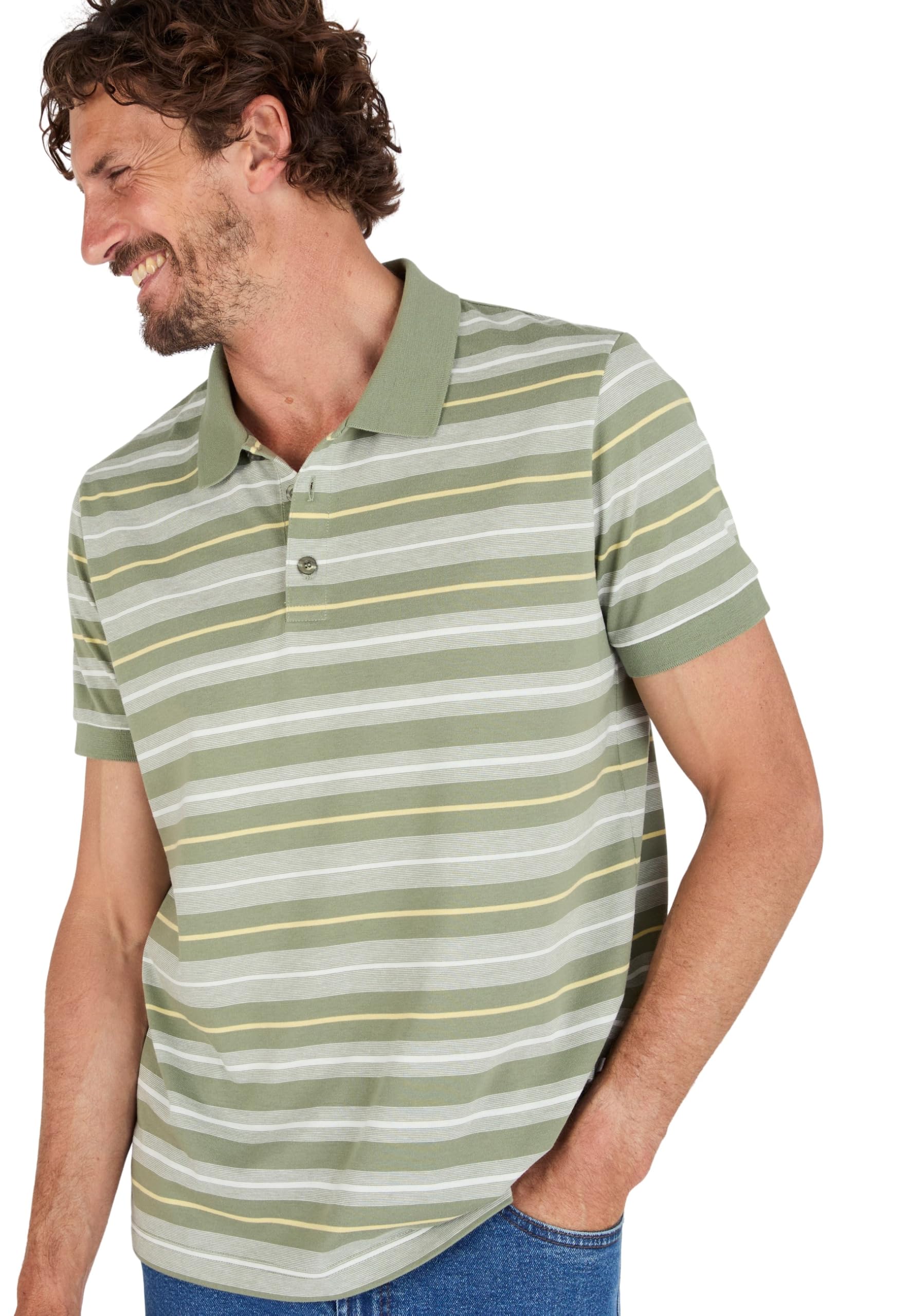 Damart Prêt-à-porter Polo A Righe Manica Corta Uomo L blu a strisce cotone