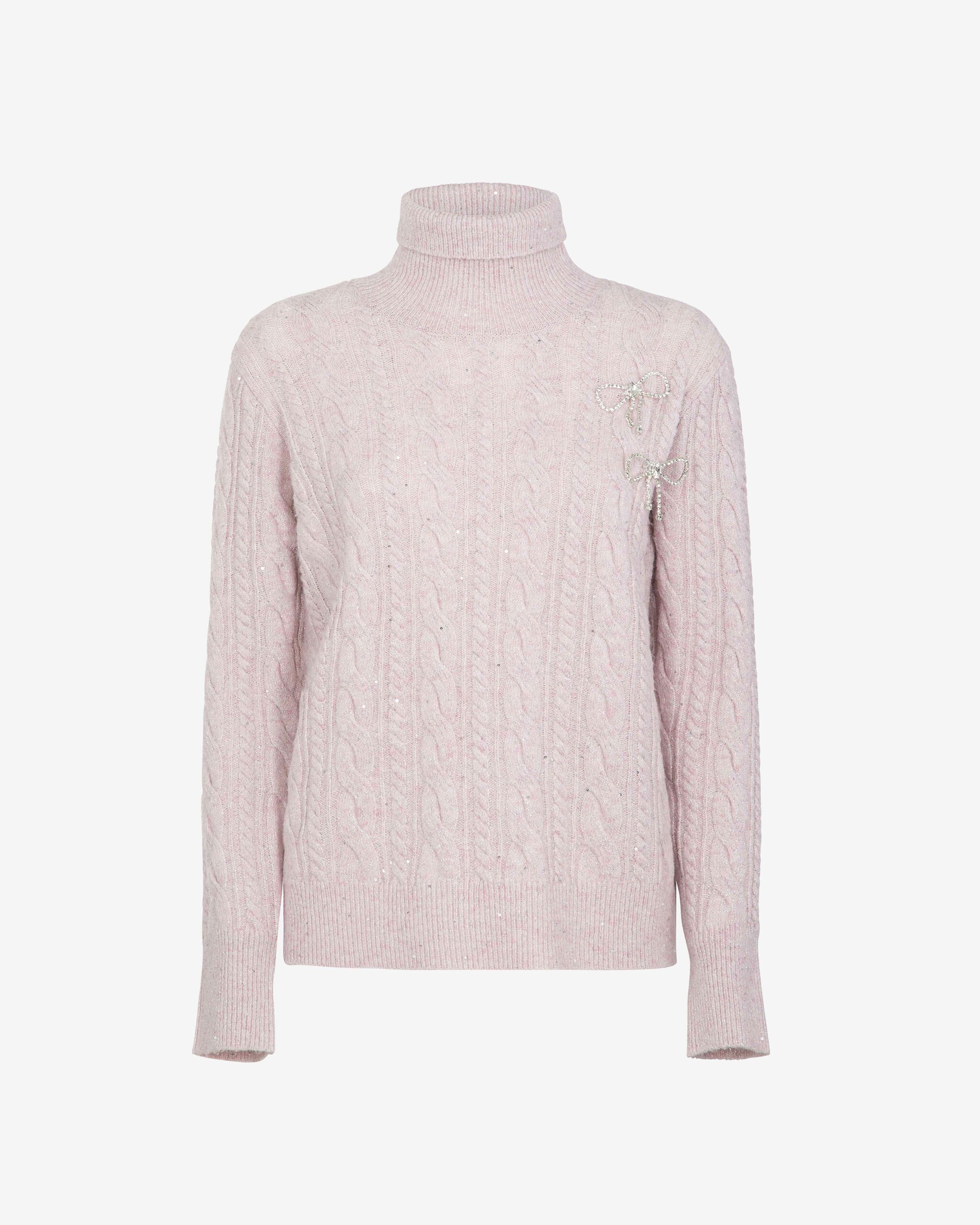 Markup Donna Maglieria Dolcevita treccia in filo paillettes maglia